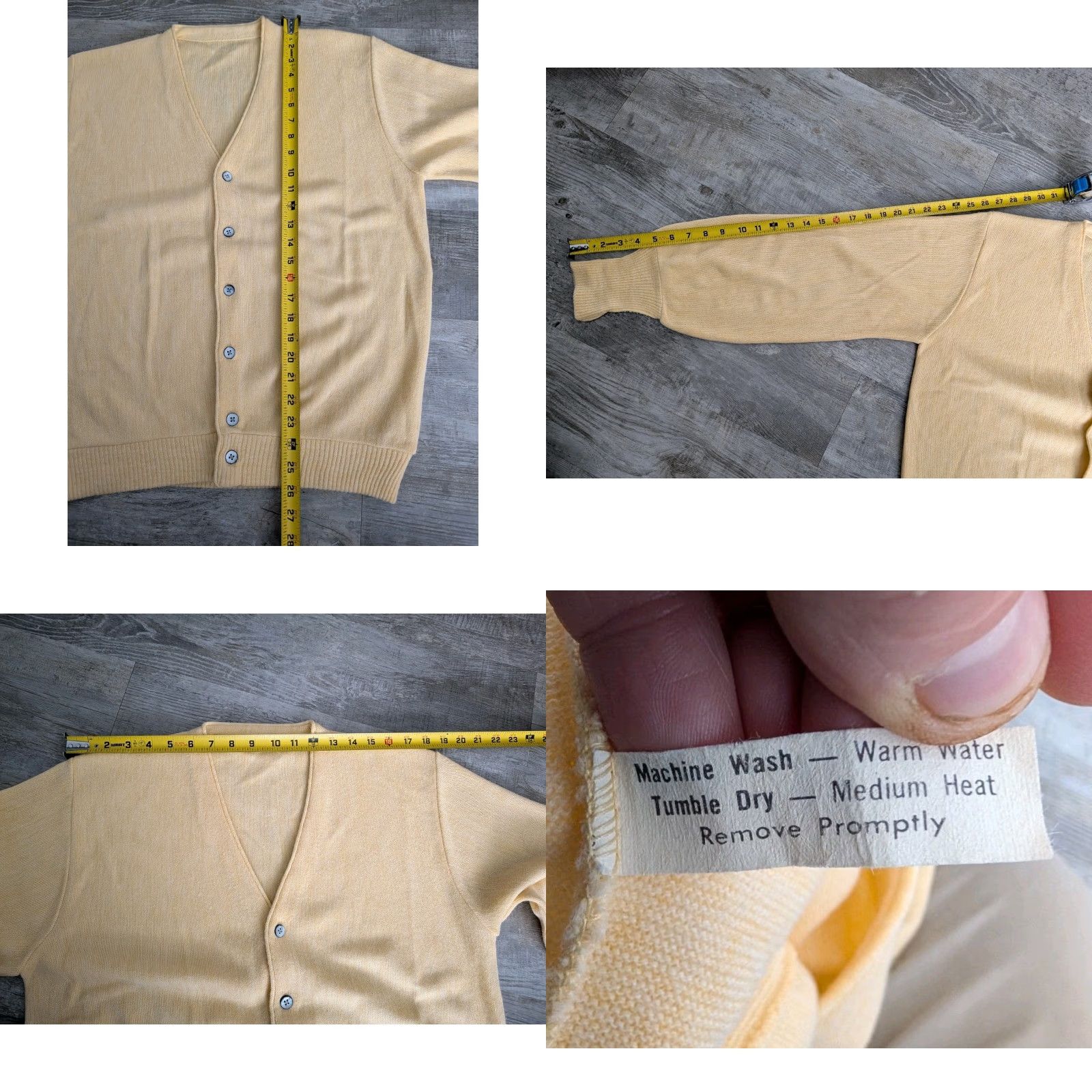 Buttero VINTAGE 60's Mens Cardigan Sweater Butter Yellow Kurt Cobain Style M/L EUC Cardigan Sweater Mens Yellow Kurt Cobain 60s Grunge Vintage Size US M / EU 48-50 / 2 - 8 Thumbnail