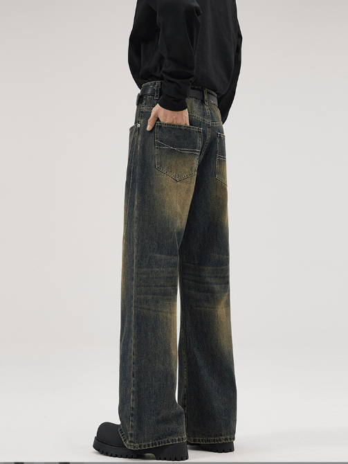 Japanese Brand Men's retro loose straight distressed flared jeans Size US 32 / EU 48 - 5 Thumbnail