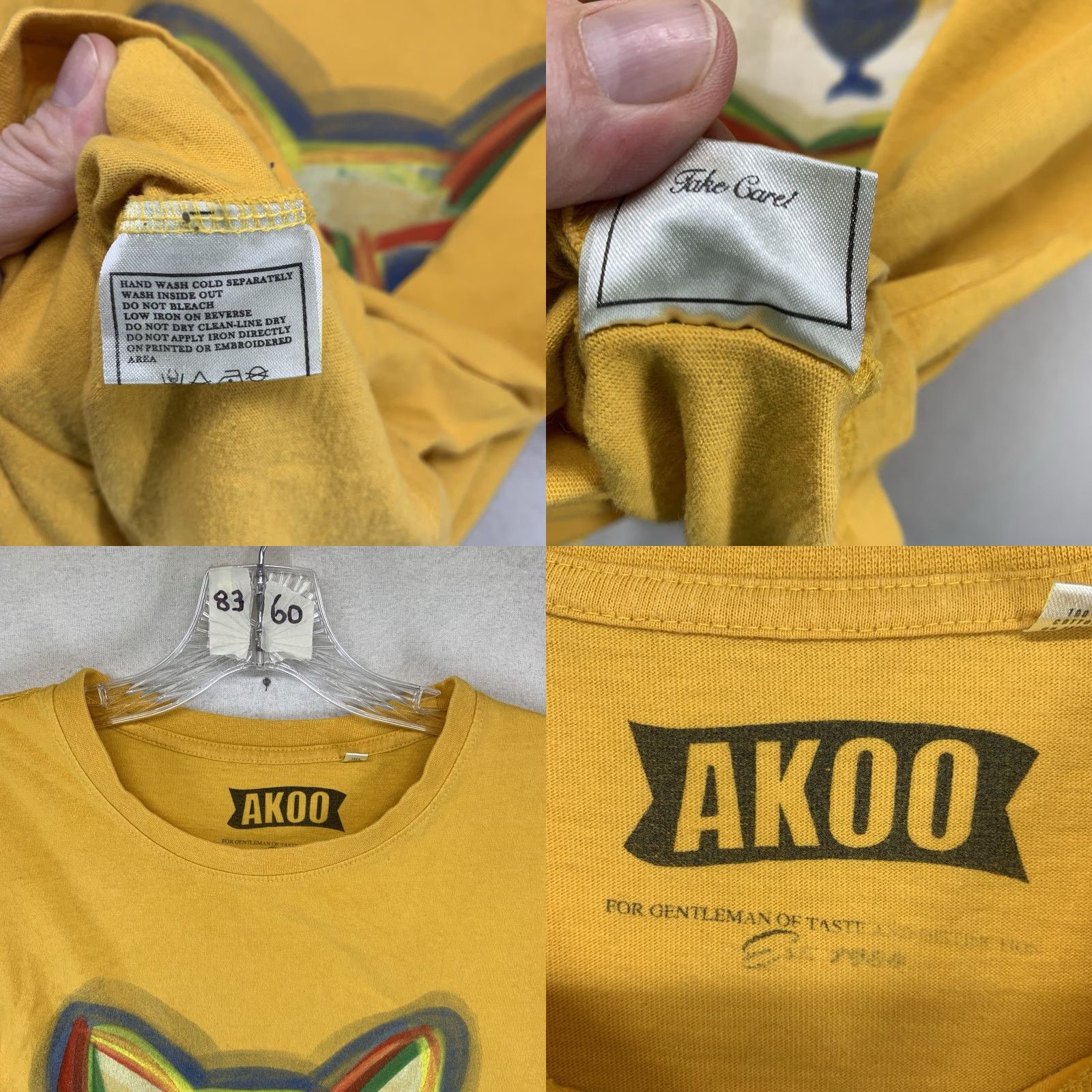 Logo 7 AKOO Men's T-Shirt Old Gold Colorful Fox Graphic Print Crew Neck Short Sleeve Size XL Size US XL / EU 56 / 4 - 8 Thumbnail