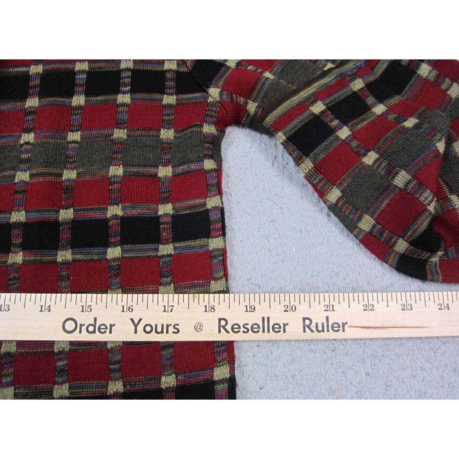 Vintage VINTAGE Carlisle Cardigan Mens M Red Wool Check Sweater 90s USA CardiGan Zipper Cropped? Size US M / EU 48-50 / 2 - 6 Thumbnail