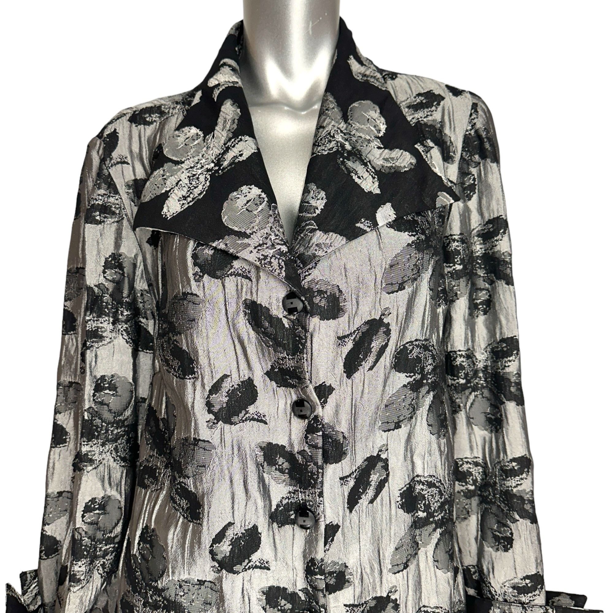 Vintage Criselda Lontok Gray & Black Floral Button-Front Tunic Jack Size XL / US 12-14 / IT 48-50 - 13 Thumbnail
