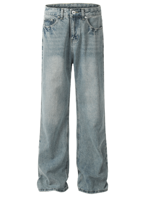 Japanese Brand × Jean Loose men's light blue washed distressed casual flared jeans Size US 32 / EU 48 - 5 Thumbnail