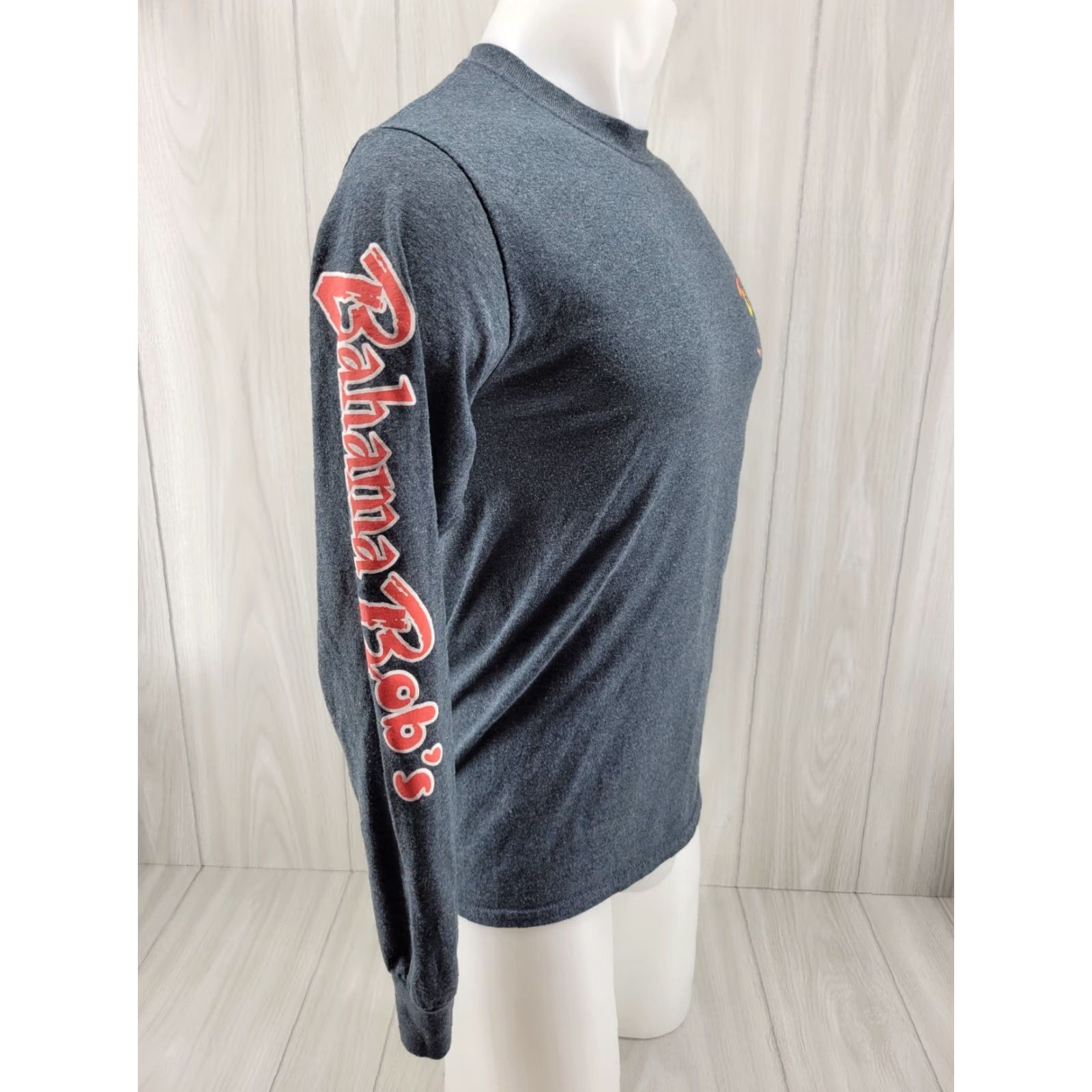 Gildan Bahama Bob's Beach Side Cafe Long Sleeve Shirt Small Gray Mens Regular Cotton Beach Size US S / EU 44-46 / 1 - 5 Thumbnail