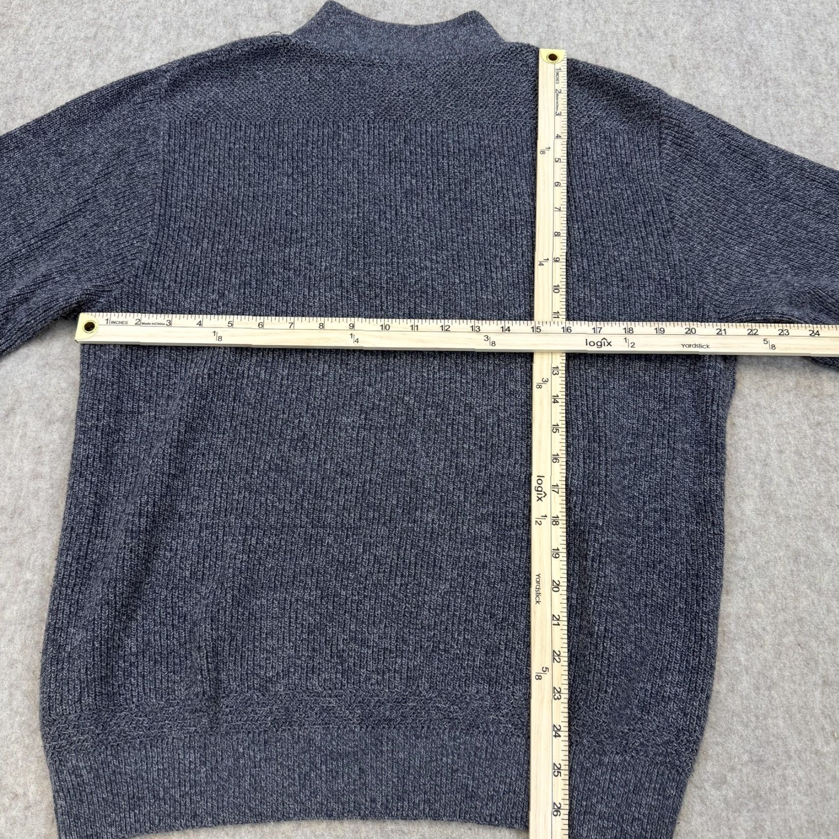 Lands' End VINTAGE Lands End Sweater Mens Medium Gray Cotton Mock Neck Henley Made USA 90s Size US M / EU 48-50 / 2 - 5 Thumbnail