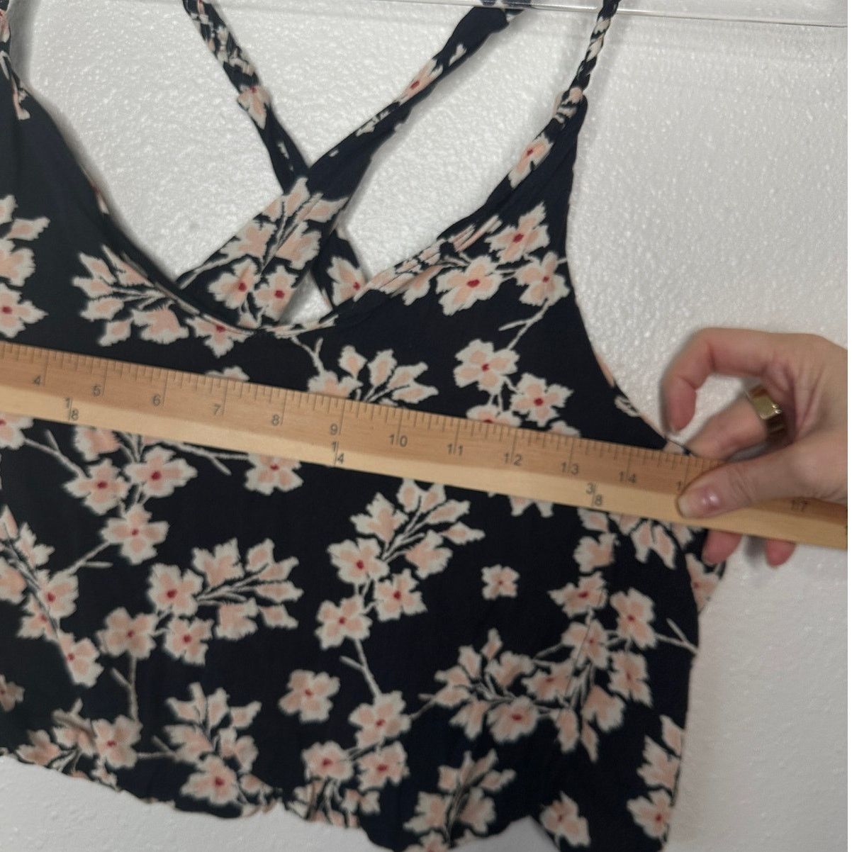 Other Boho Floral Braided Twist Back Tank Top Black Peach Linen Size XS / US 0-2 / IT 36-38 - 12 Thumbnail