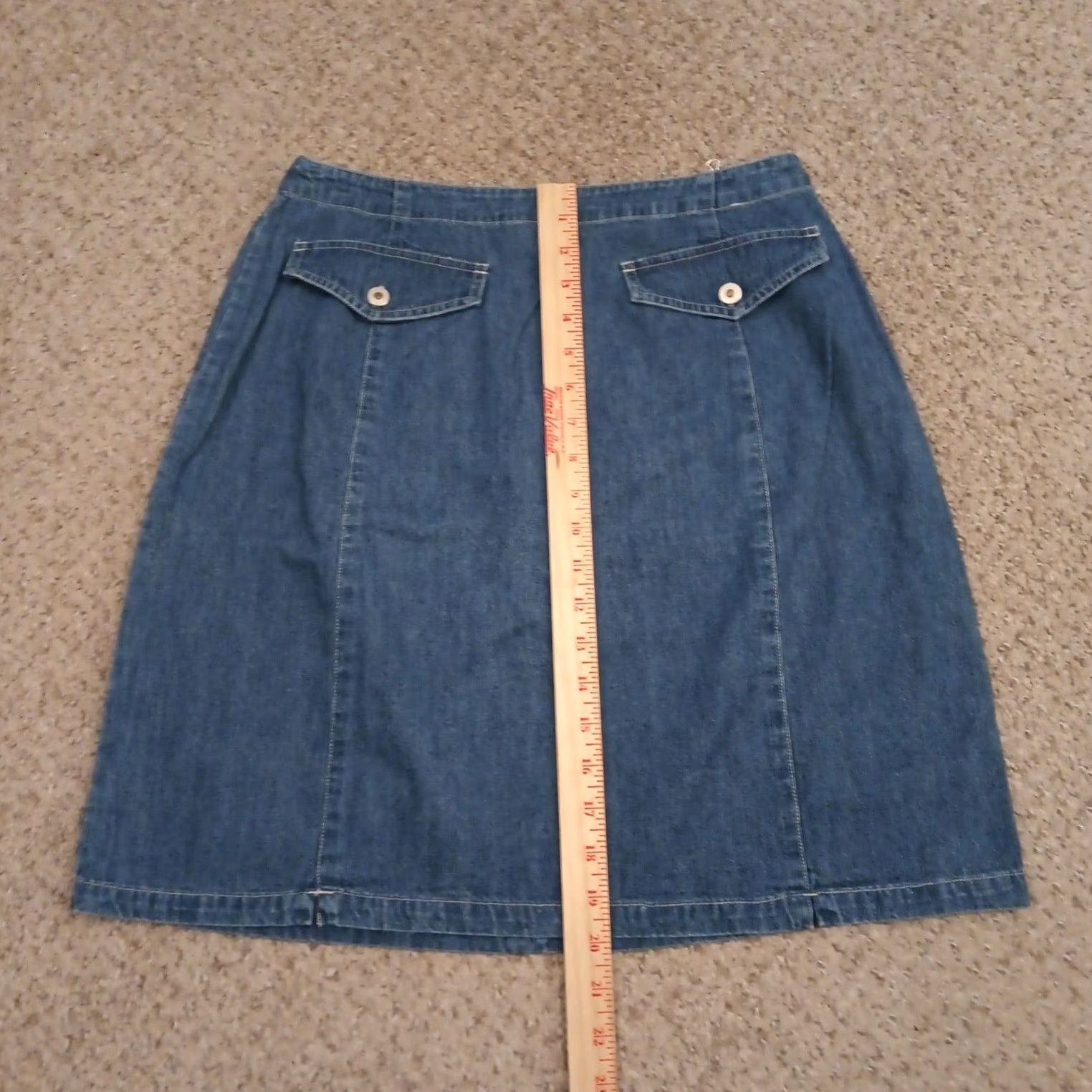 Vintage Marsh Landing Skirt A-Line Short Blue Denim Cotton Button Accent Size 12 Women Regular Vintage No Size 34" / US 12 / IT 48 - 4 Thumbnail
