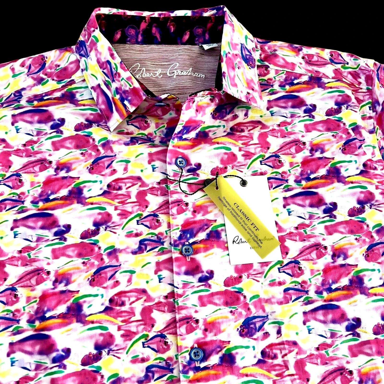 Robert Graham Robert Graham Fishy Business NWT Small Classic Fit Pink S/S Size US S / EU 44-46 / 1 - 5 Thumbnail