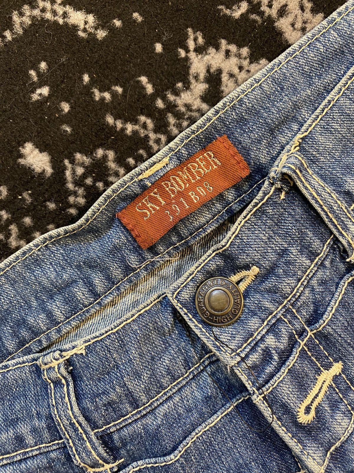 Japanese Brand Sky Bomber Japanese Archive Nylaus Double Waist Denim Size US 30 / EU 46 - 6 Thumbnail
