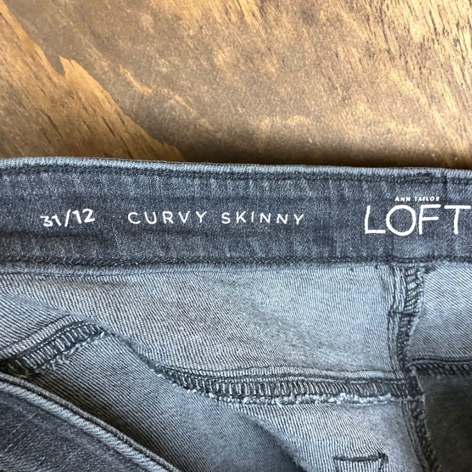 Ann Taylor VINTAGE Ann Taylor LOFT Womens Jeans Black Denim Mid Rise Curvy Skinny Stretch 12/31 Size 24" / US 00 / IT 34 - 4 Thumbnail