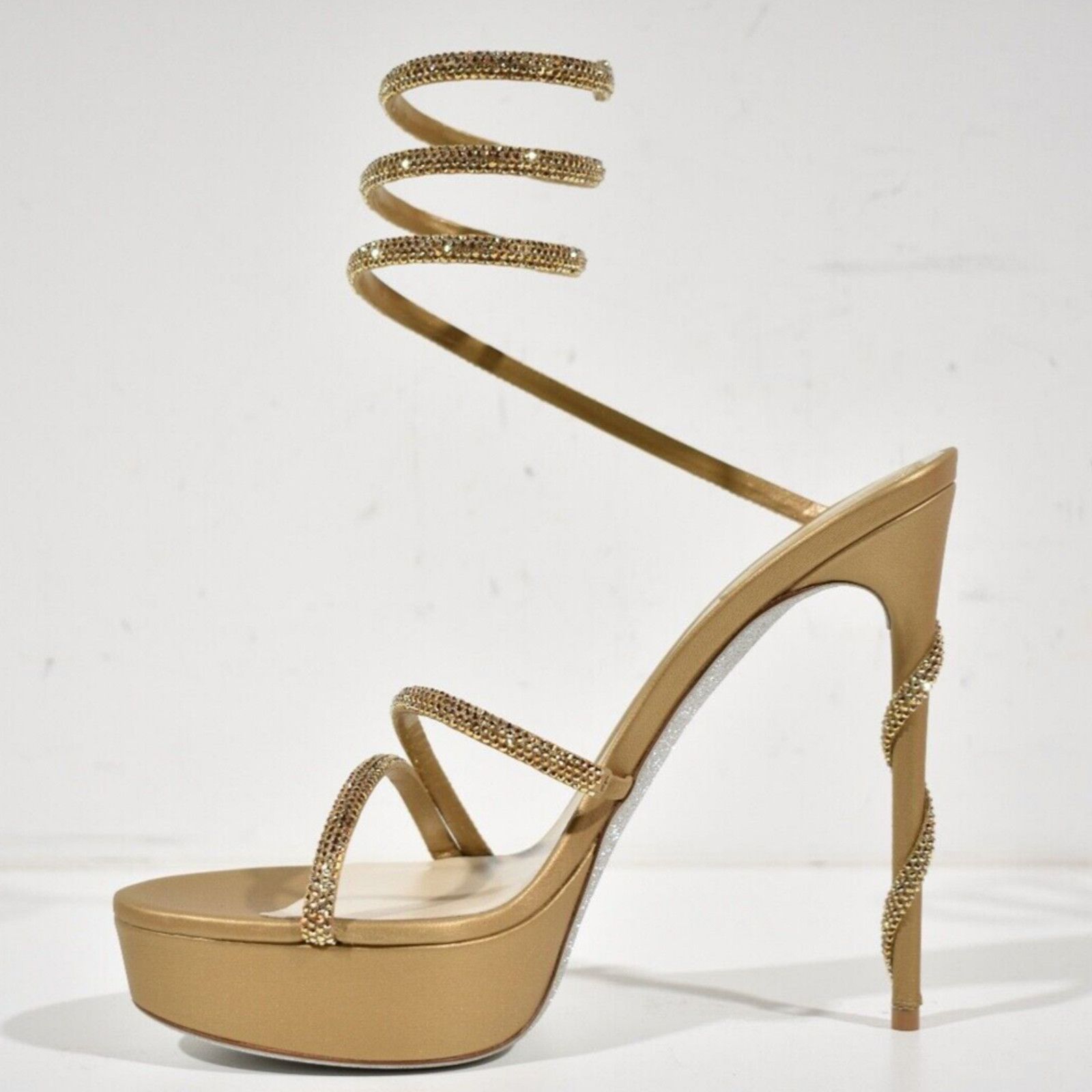 Rene Caovilla Margot 130 Crystal Platform Wrap Strap Sandal Heel Pump 41 Size US 11 / IT 41 - 8 Thumbnail