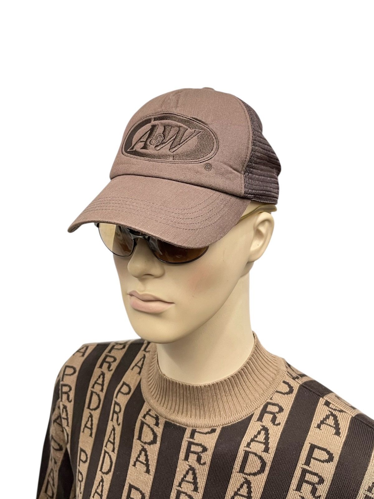 Vintage A&W OKINAWA JAPAN Trucker Hat Roy Allen Frank Wright