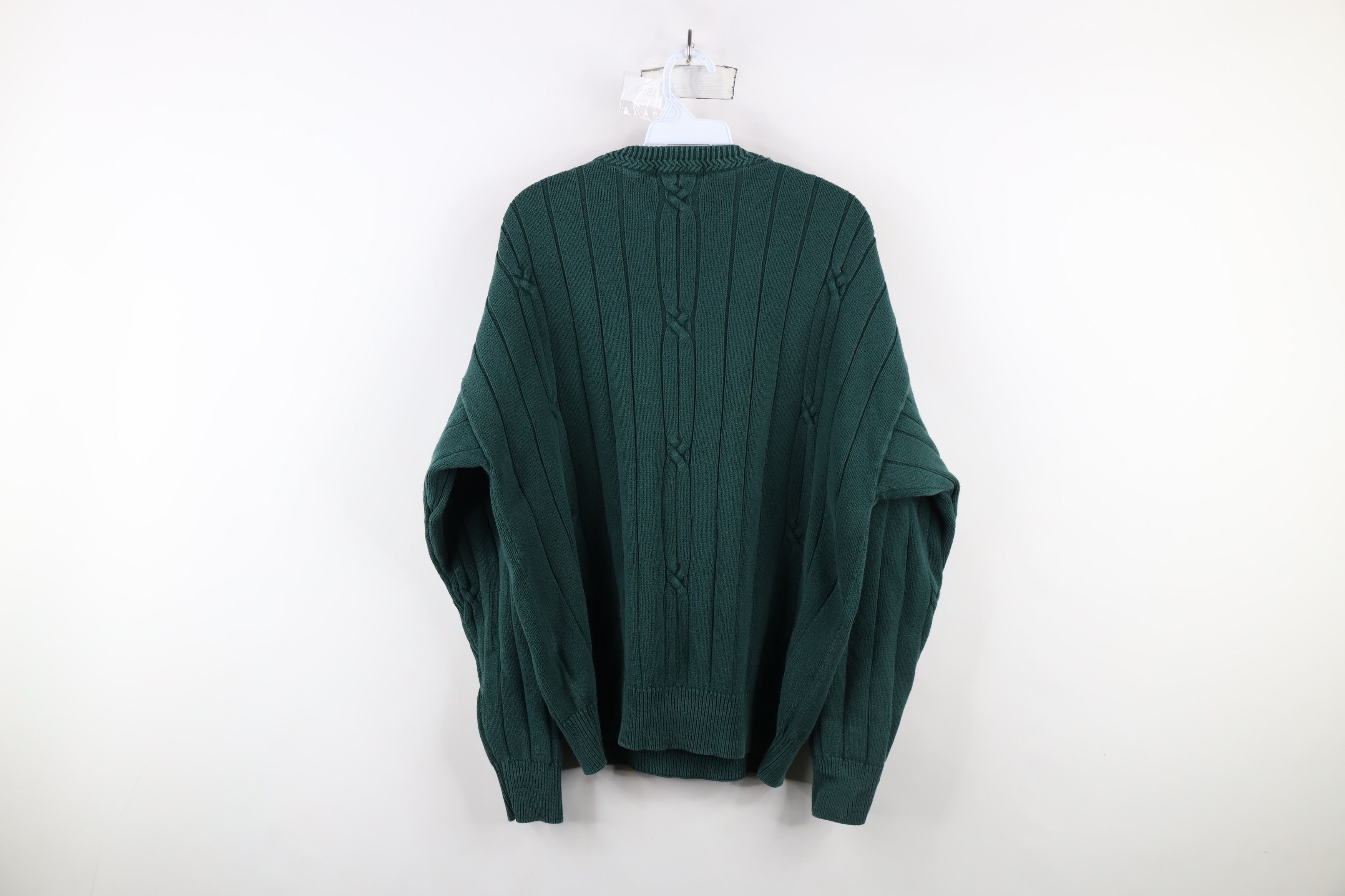 Nautica Vintage 90s Nautica Chunky Ribbed Cable Knit Sweater Green Size US L / EU 52-54 / 3 - 9 Thumbnail