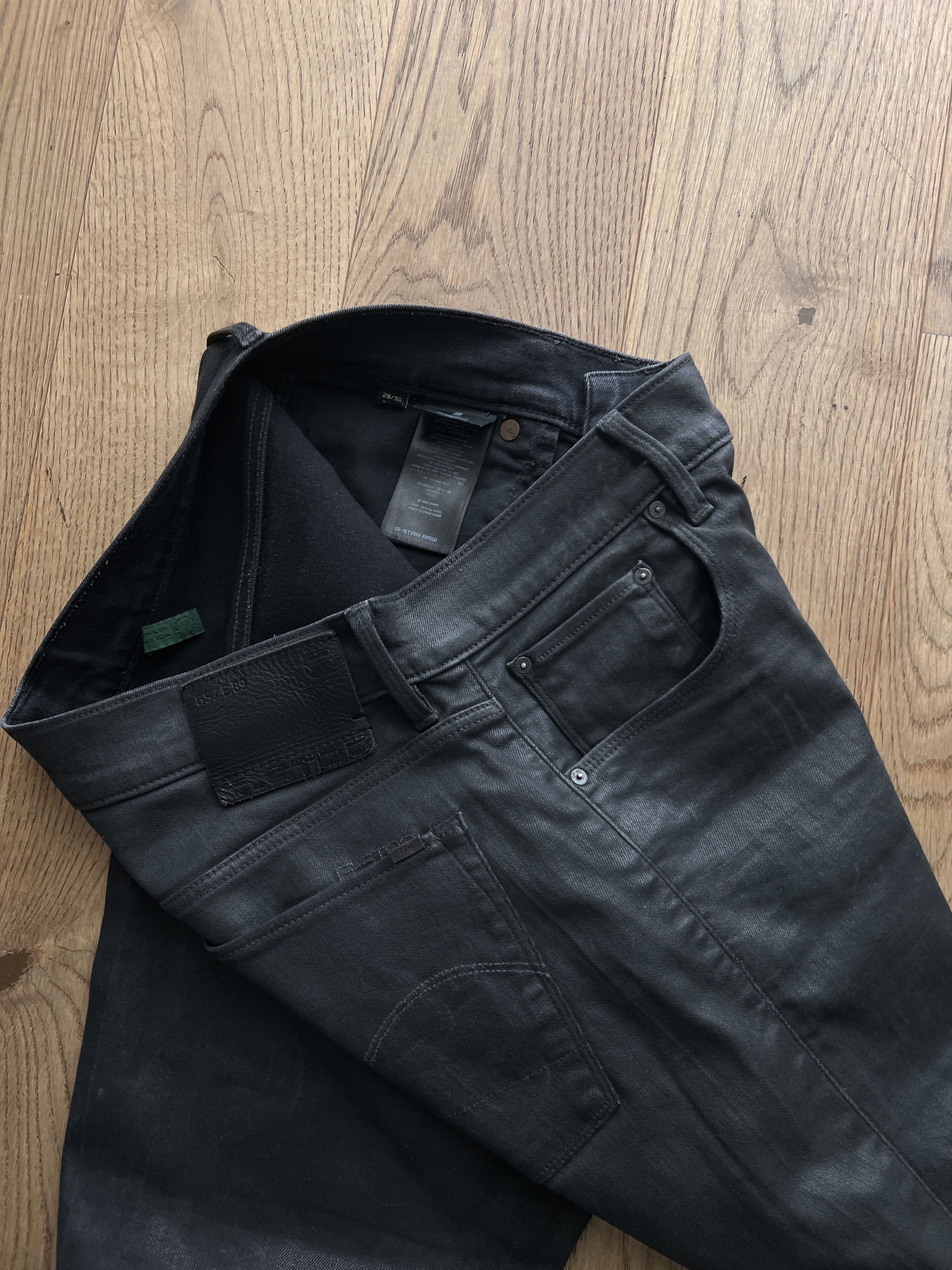 G-Star Sick G Star RAW 3301 faux leather pants waxed stretch skinny Size US 30 / EU 46 - 14 Thumbnail