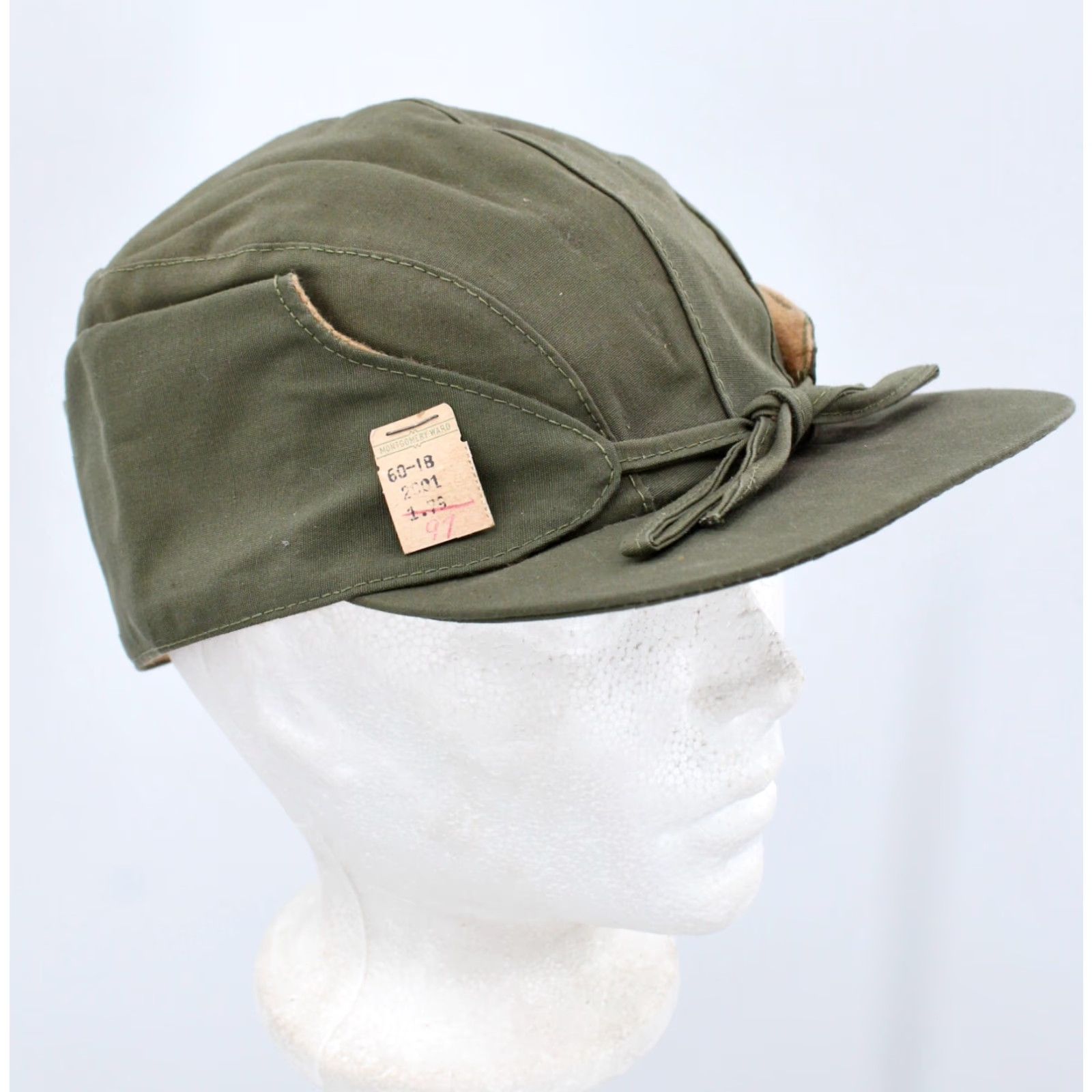 Vintage Men's VTG NOS 1930s Olive Green Hunter Cap Sz 7 1/8 Hat 30s Cap Vintage 1930s Green Cotton Mens Size ONE SIZE - 5 Thumbnail