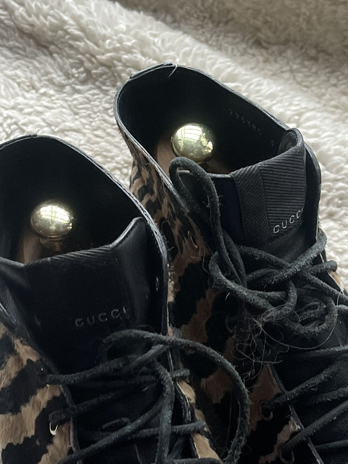 Gucci Gucci pony hair leather tiger print hi top sneakers Size US 9 / EU 42 - 17 Thumbnail