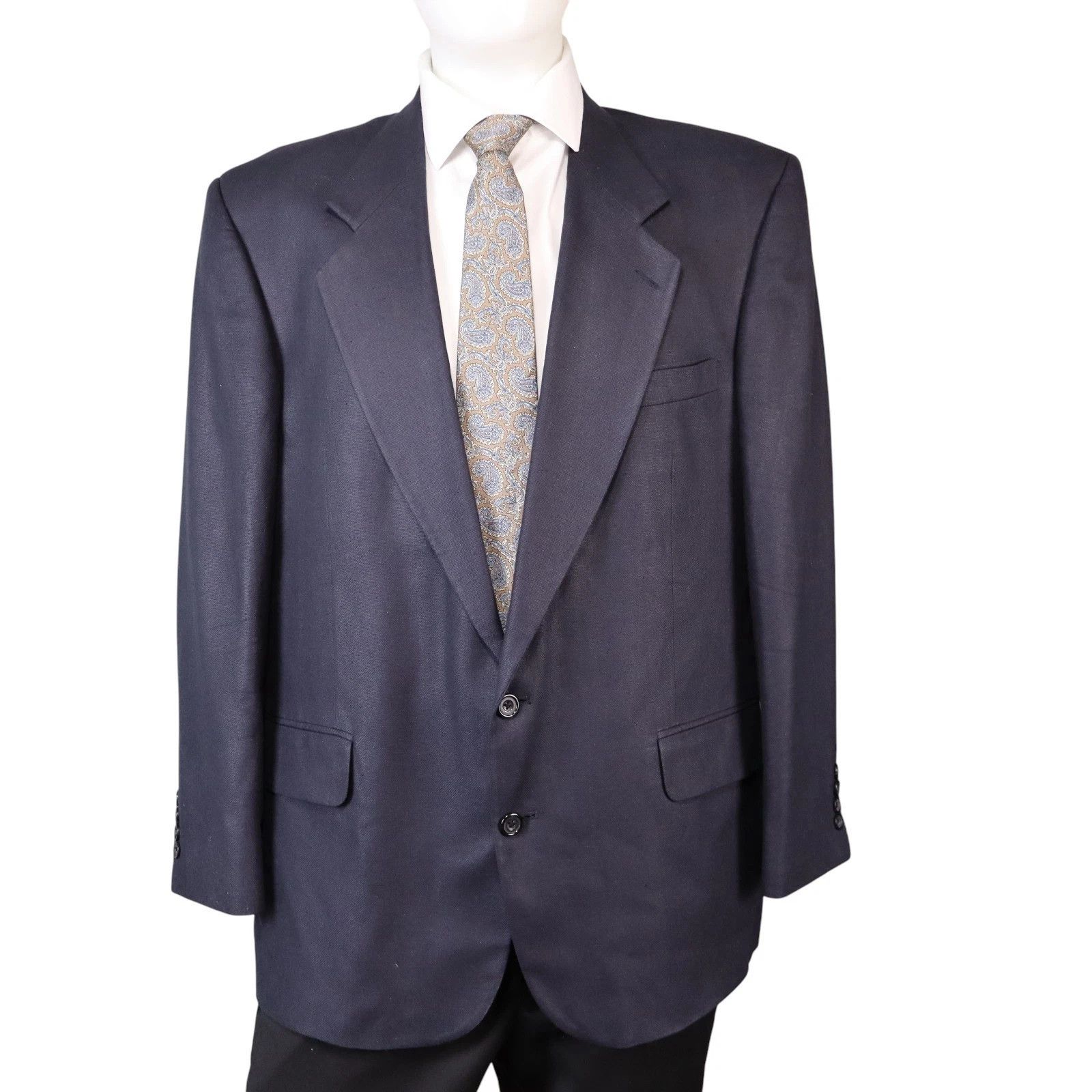 Oscar De La Renta Oscar de la Renta 46R 100% Silk Blazer Navy Size 46R - 2 Thumbnail
