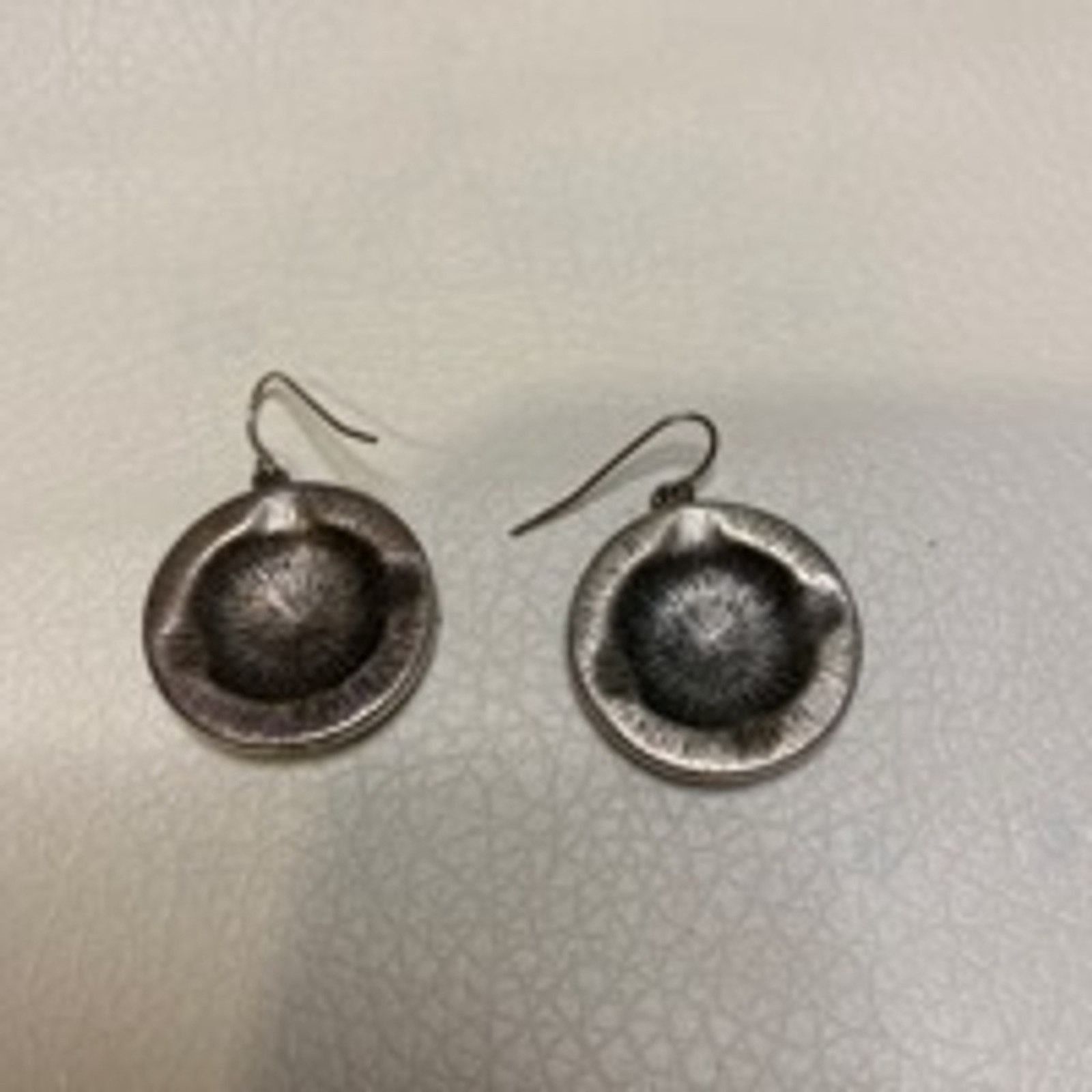 Vintage Boho Round Dangle Earrings Silver & Navy Blue Enamel Size ONE SIZE - 6 Thumbnail