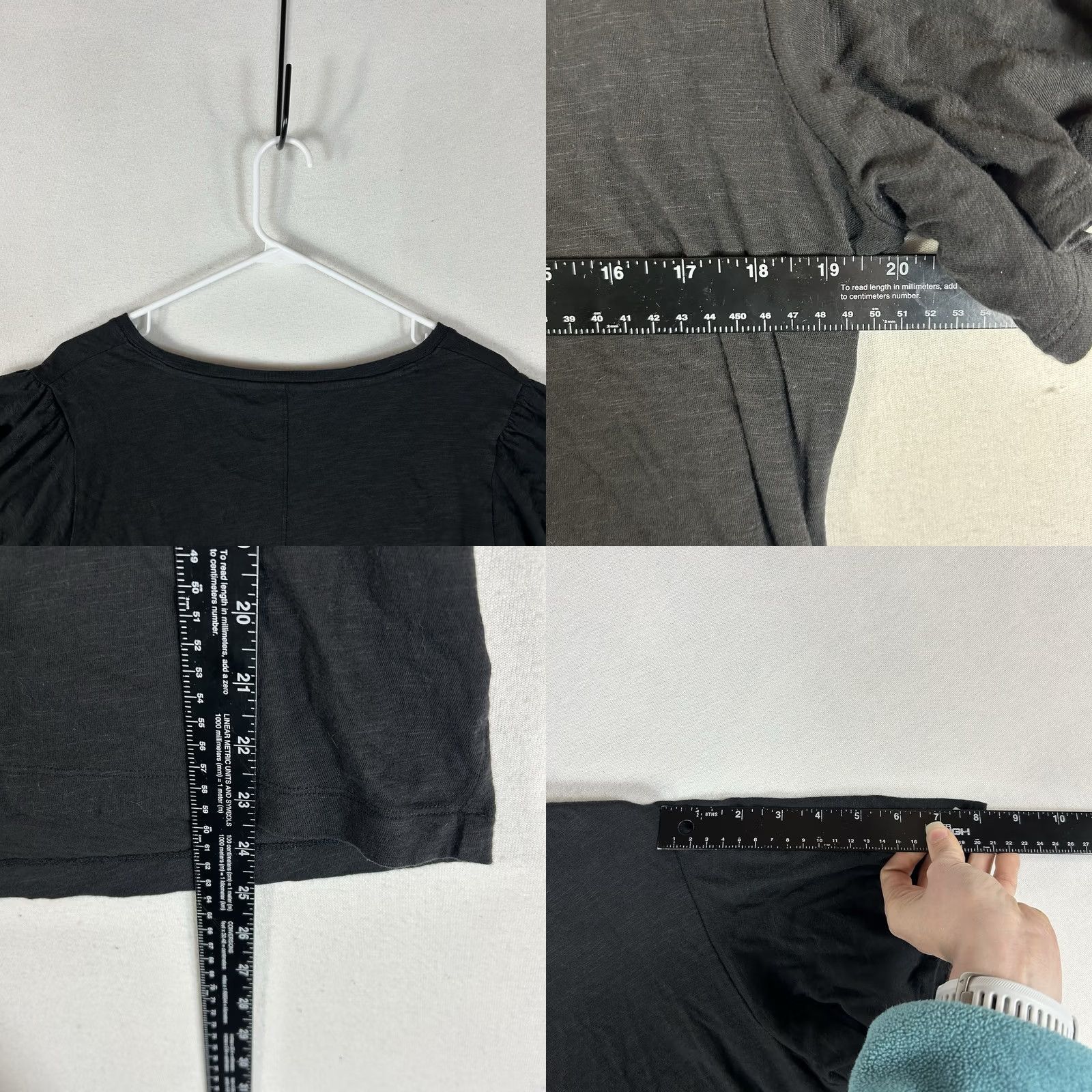 Vintage LC Lauren Conrad Short Sleeve V-Neck T-Shirt Womens Large Black Ruffle Sleeve Vintage? No Size L / US 10 / IT 46 - 8 Thumbnail