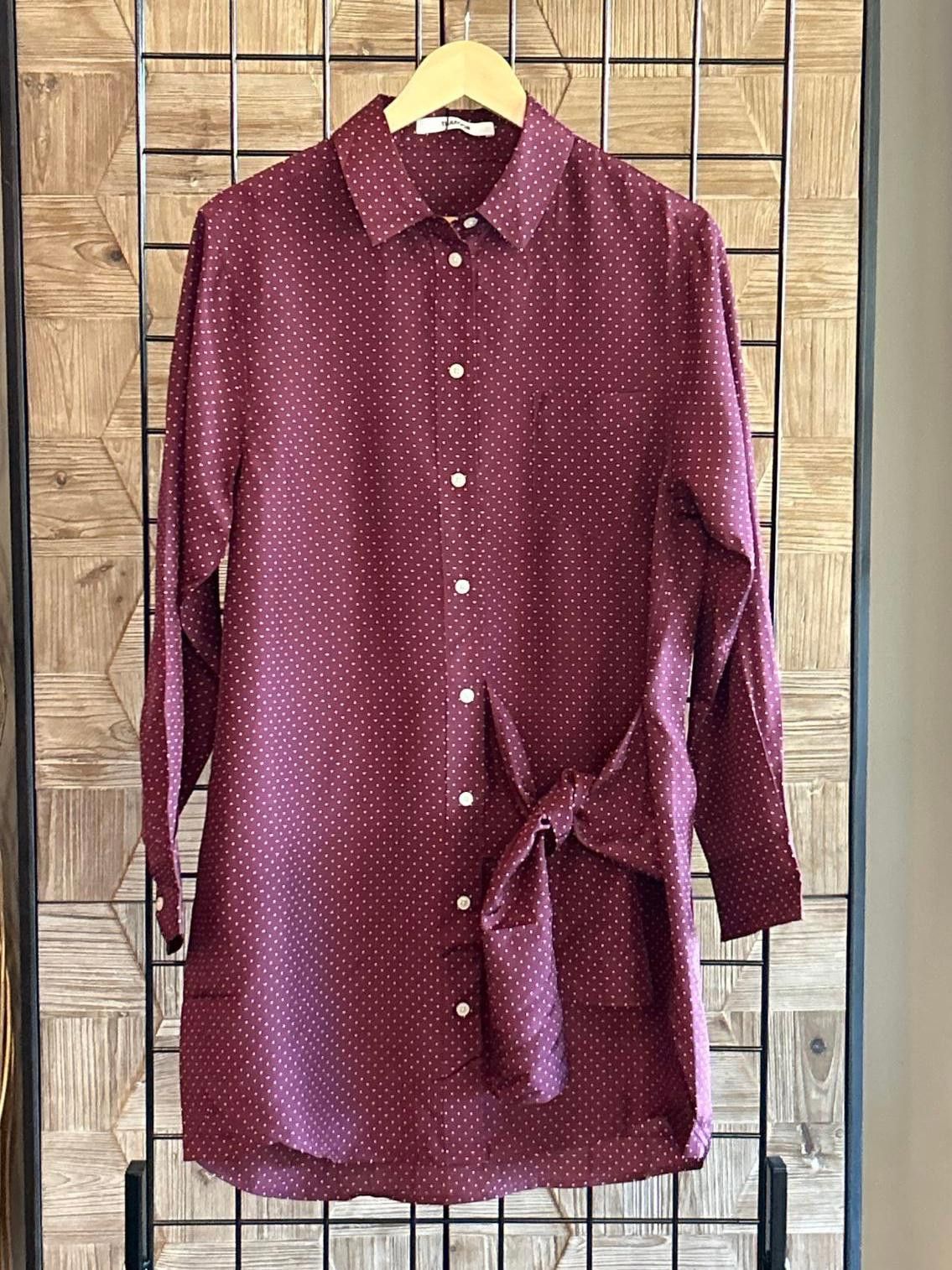 Designer NWT Thakoon Shirt Dress Large Maroon Small Silk Oversized Size S / US 4 / IT 40 - 3 Thumbnail