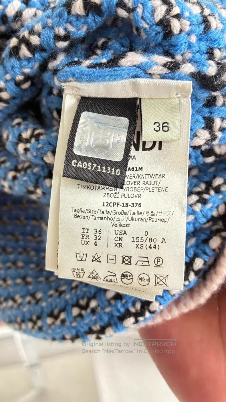 Fendi Fendi Color Block Wool Knit Sweater, 70% Wool + 30% Nylon, Size XXS / US 00 / IT 34 - 6 Thumbnail