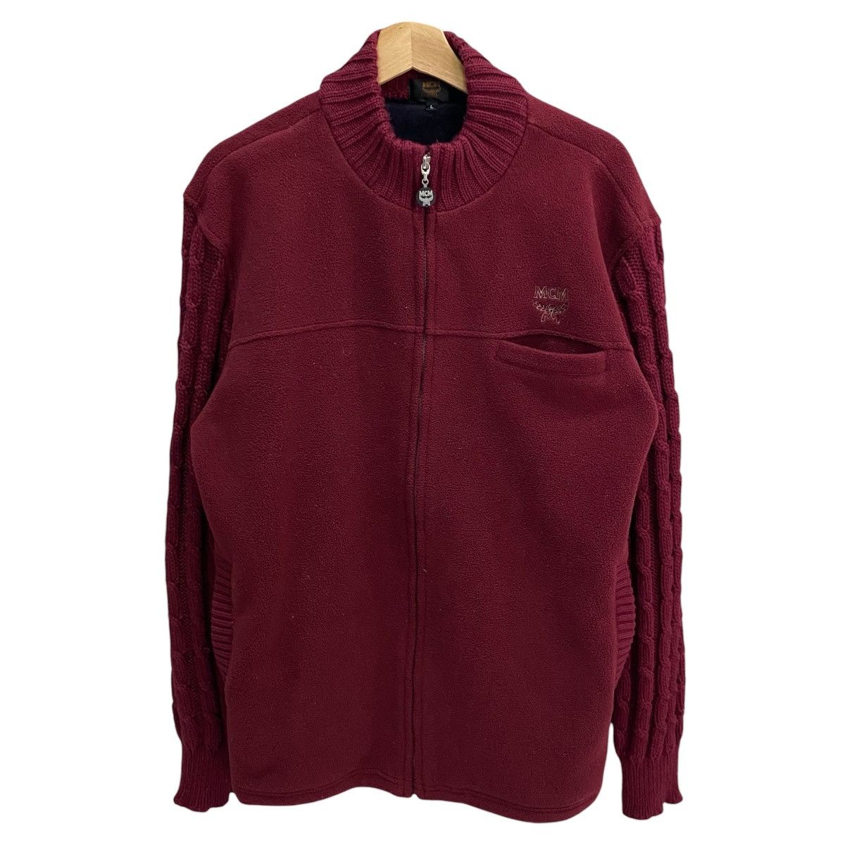 MCM MCM Vintage 90s Hybrid ZipUp Fleece Jacket Cable Knit Sleeve Size US L / EU 52-54 / 3 - 1 Thumbnail
