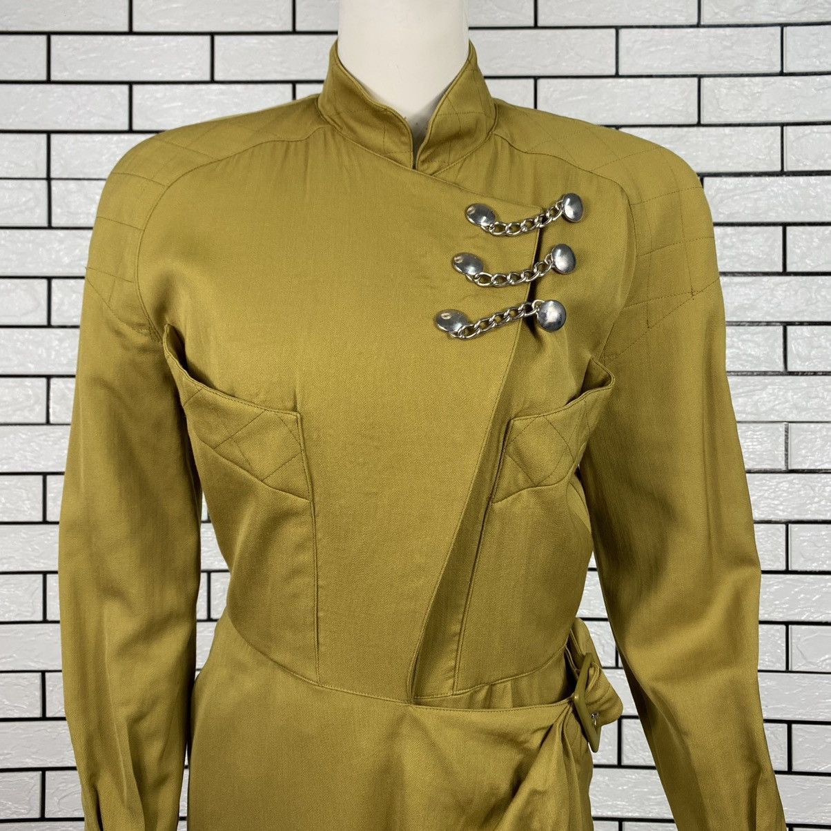 Thierry Mugler 🔥VINTAGE THIERRY MUGLER PARIS WRAP DRESS STRUCTURED CHAIN Size M / US 6-8 / IT 42-44 - 2 Thumbnail