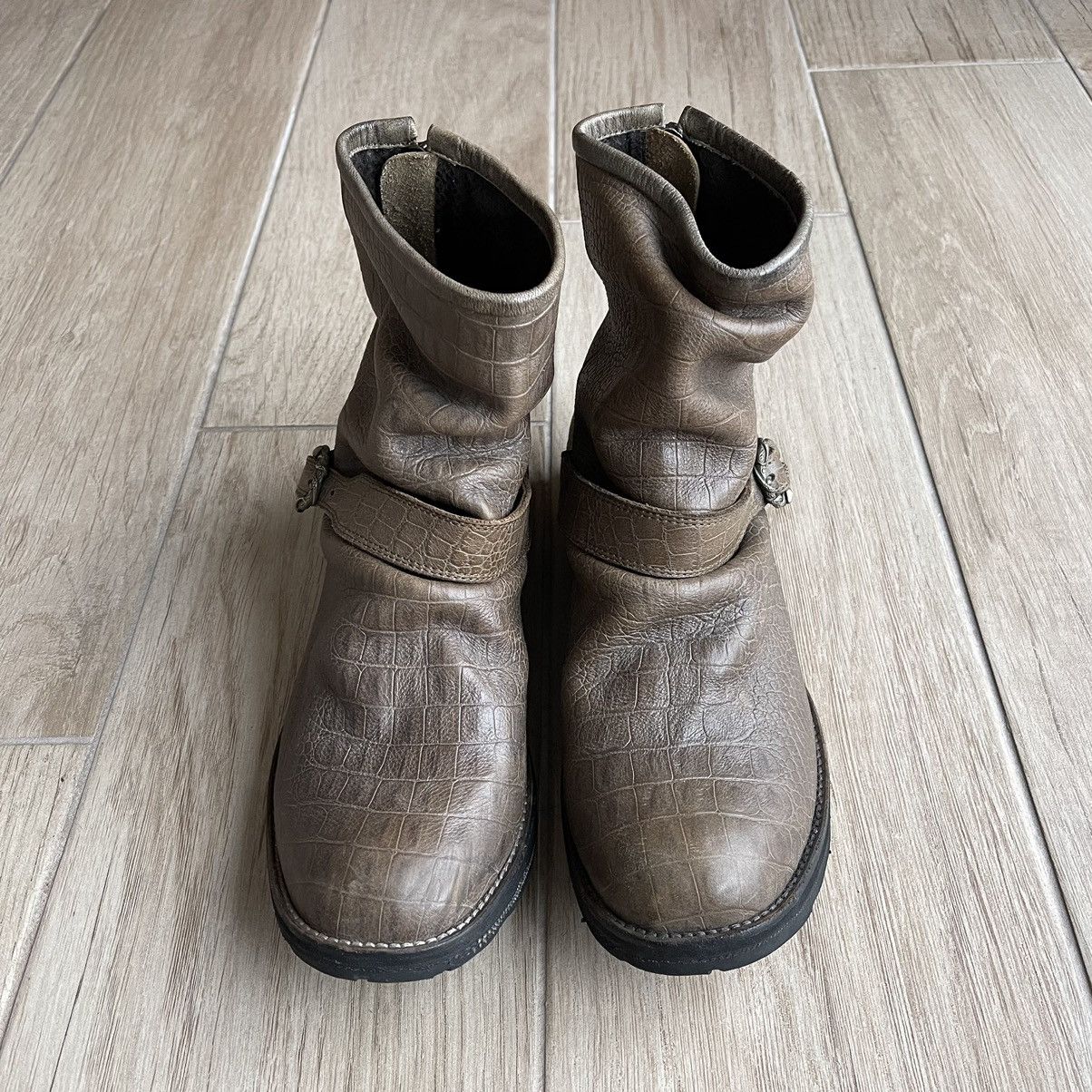 14th Addiction Back Zip Serpent Buckle Croc Leather Granvill Engineer Boots Size US 9.5 / EU 42-43 - 5 Thumbnail