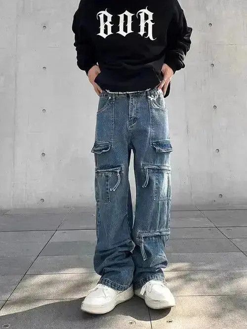 Japanese Brand High street multi-pocket zipper work jeans Size US 32 / EU 48 - 5 Thumbnail