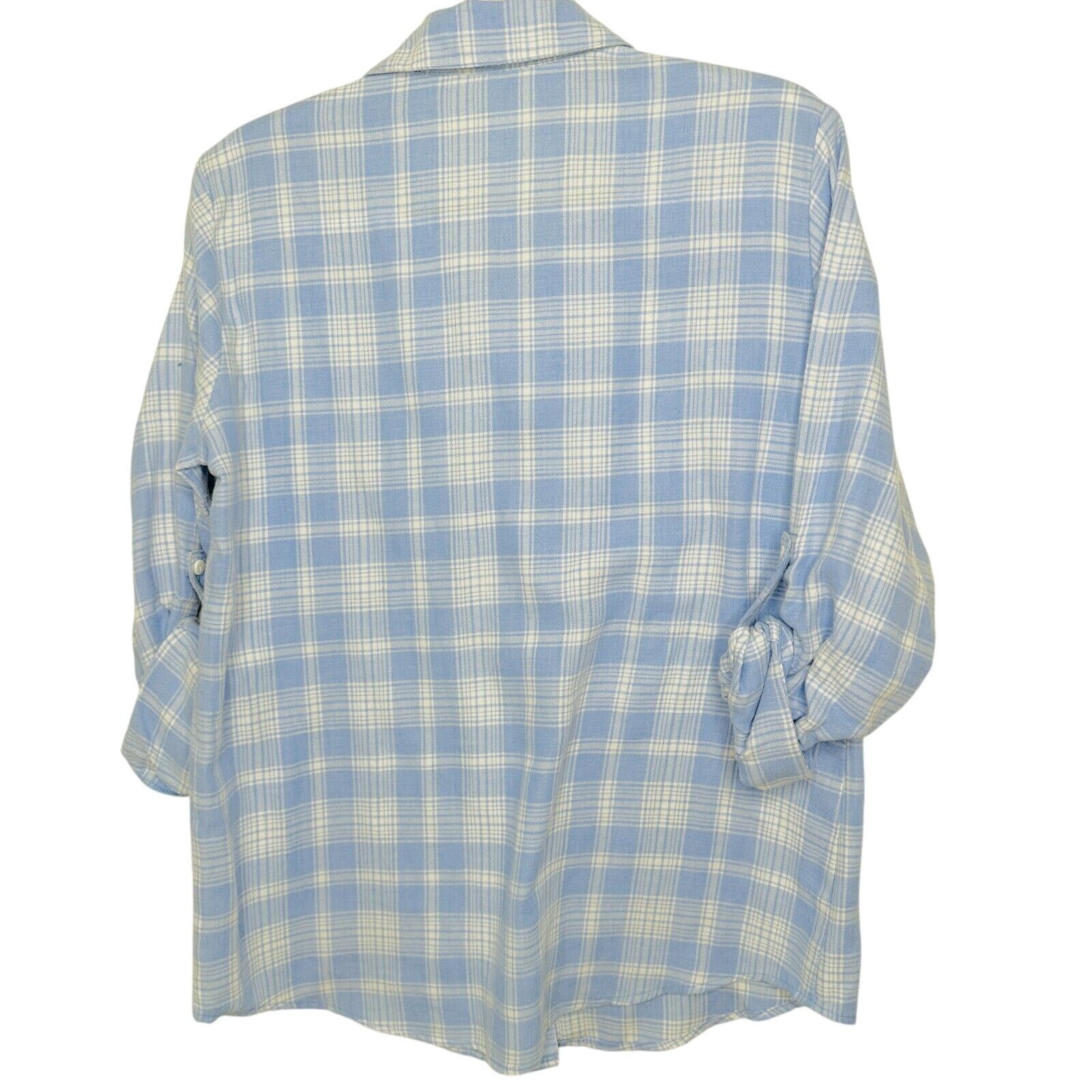 Other Sanctuary Blue Plaid Boyfriend Button Shirt Roll Tab Sleeves Size S / US 4 / IT 40 - 9 Thumbnail