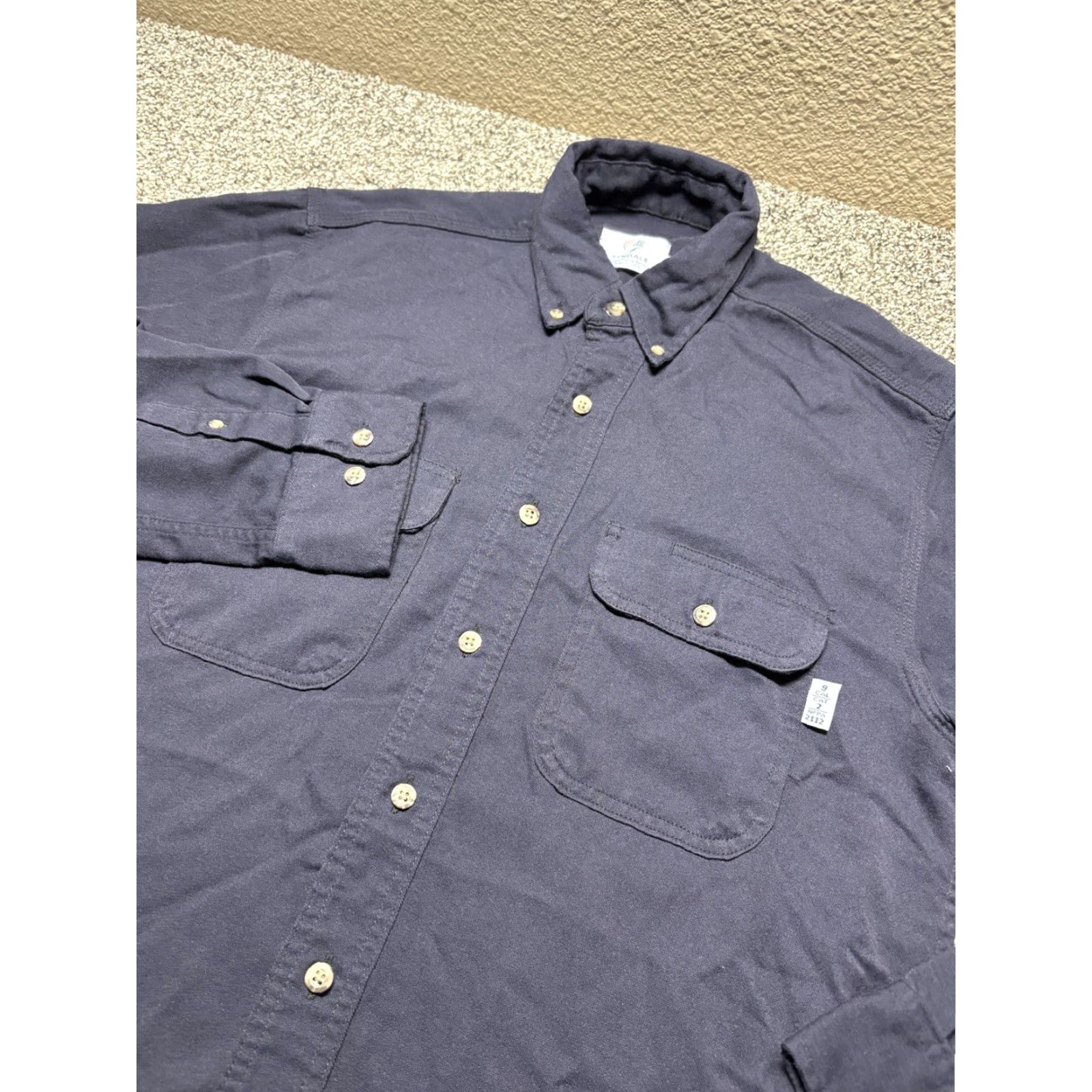 Vintage Tyndale FR Shirt Mens Medium Button Up Flame Resistant Button Up Navy Blue Cotton Blend Size US M / EU 48-50 / 2 - 2 Thumbnail