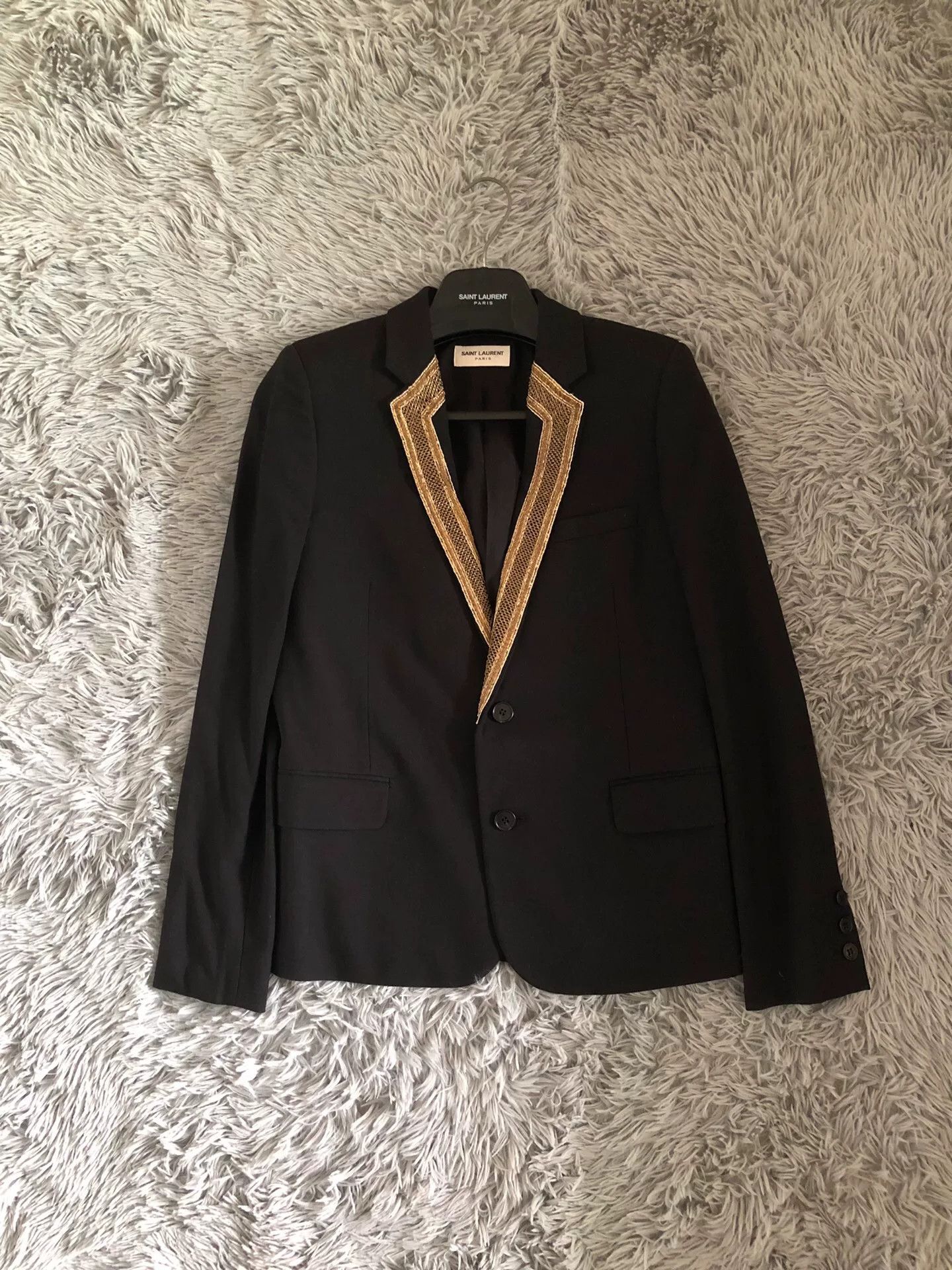Saint Laurent Paris Saint Laurent Gold Thread Wool Blazer Size US M / EU 48-50 / 2 - 1 Thumbnail