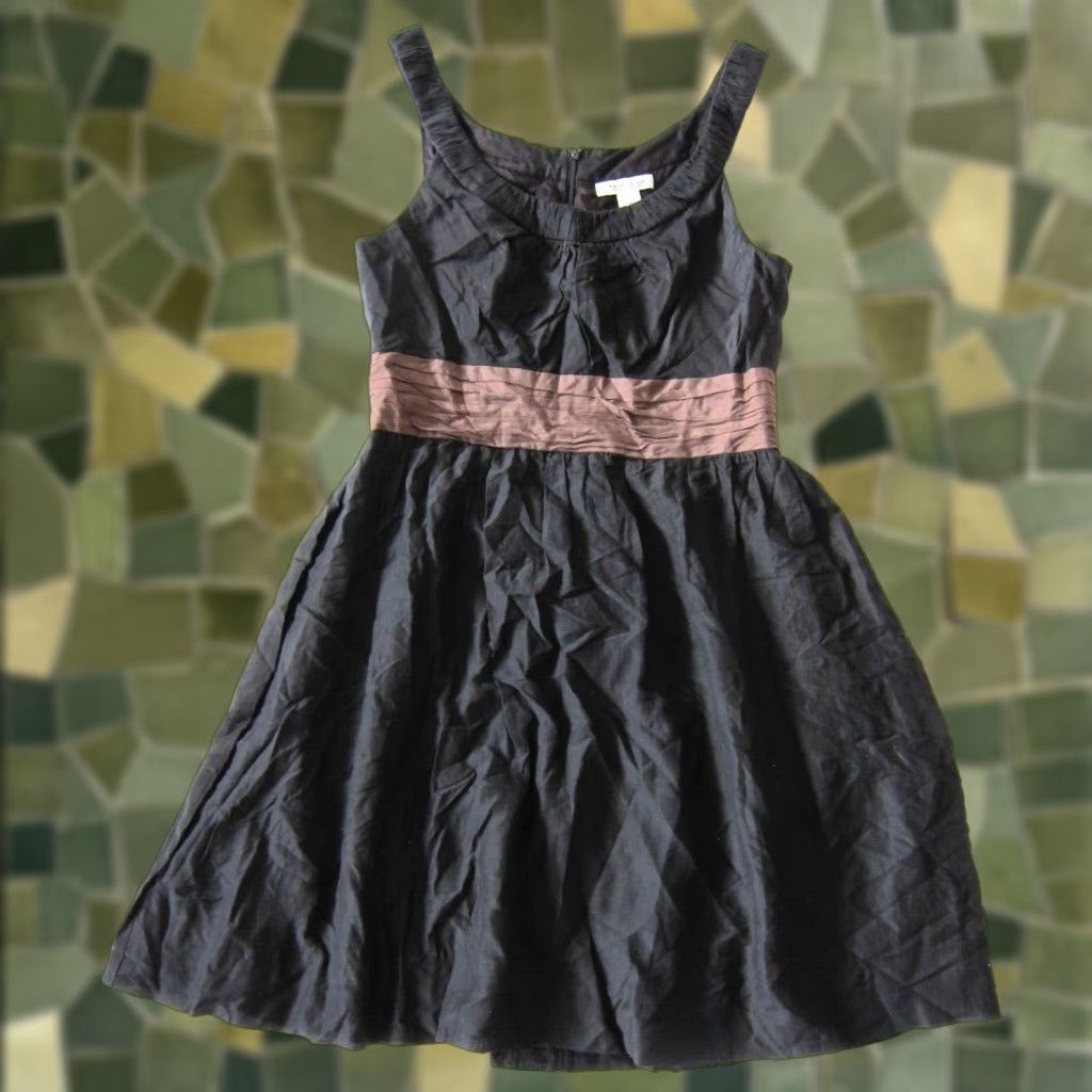 White House Black Market VINTAGE White House Black Market Silk Black Brown Ruched Empire Sheath Tank Dress 12 Size XL / US 12-14 / IT 48-50 - 1 Thumbnail