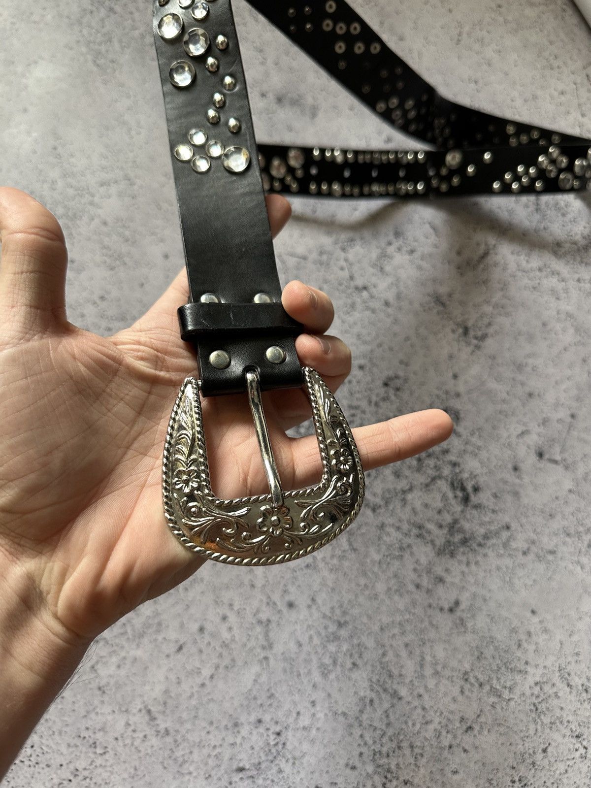 Vintage Vintage Leather Belt Rhinestone Avant Garde Y2K Opium Size ONE SIZE - 4 Thumbnail