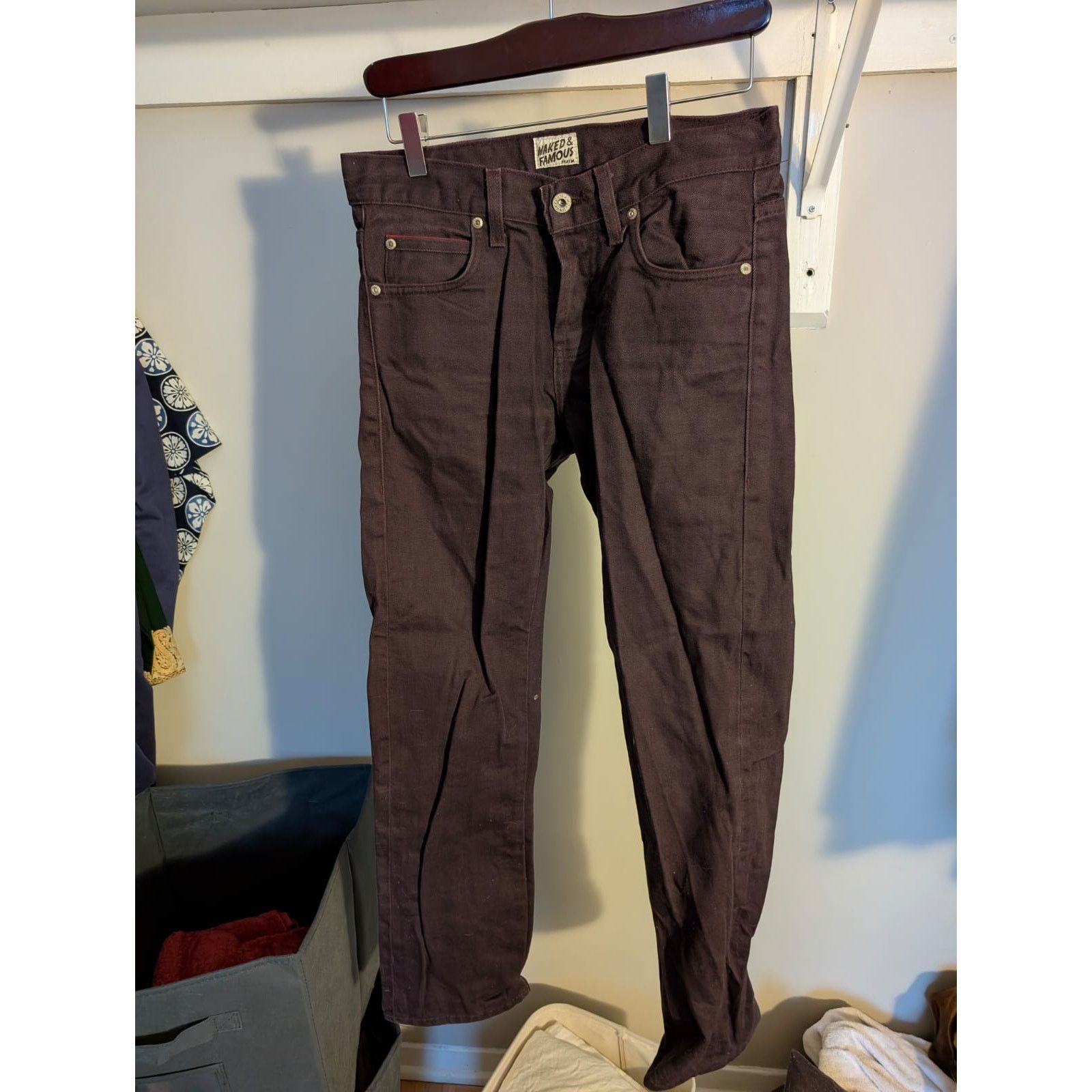 Naked & Famous Skinny Guy - Wine Selvedge Chino (30) Size US 30 / EU 46 - 6 Thumbnail