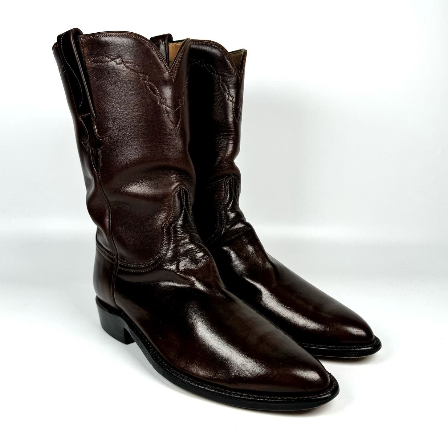 image of Lucchese Classics Brown Cowboy Western Roper Boots Size8.5 C, Men's