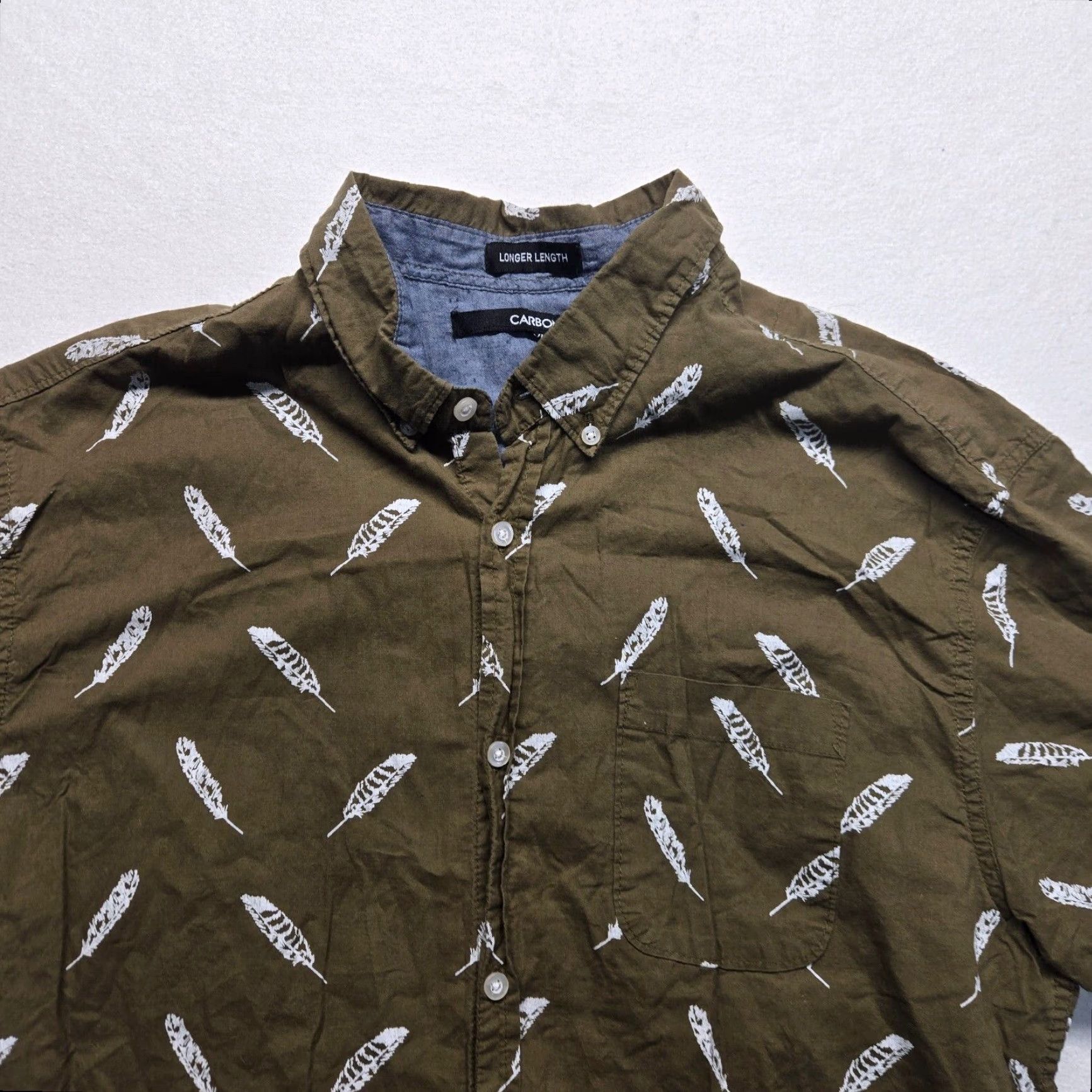 Carbon Carbon Shirt Hawaiian Button-Up Short Sleeve Casual Pocket Adult Men XL Brown Size US XL / EU 56 / 4 - 2 Thumbnail