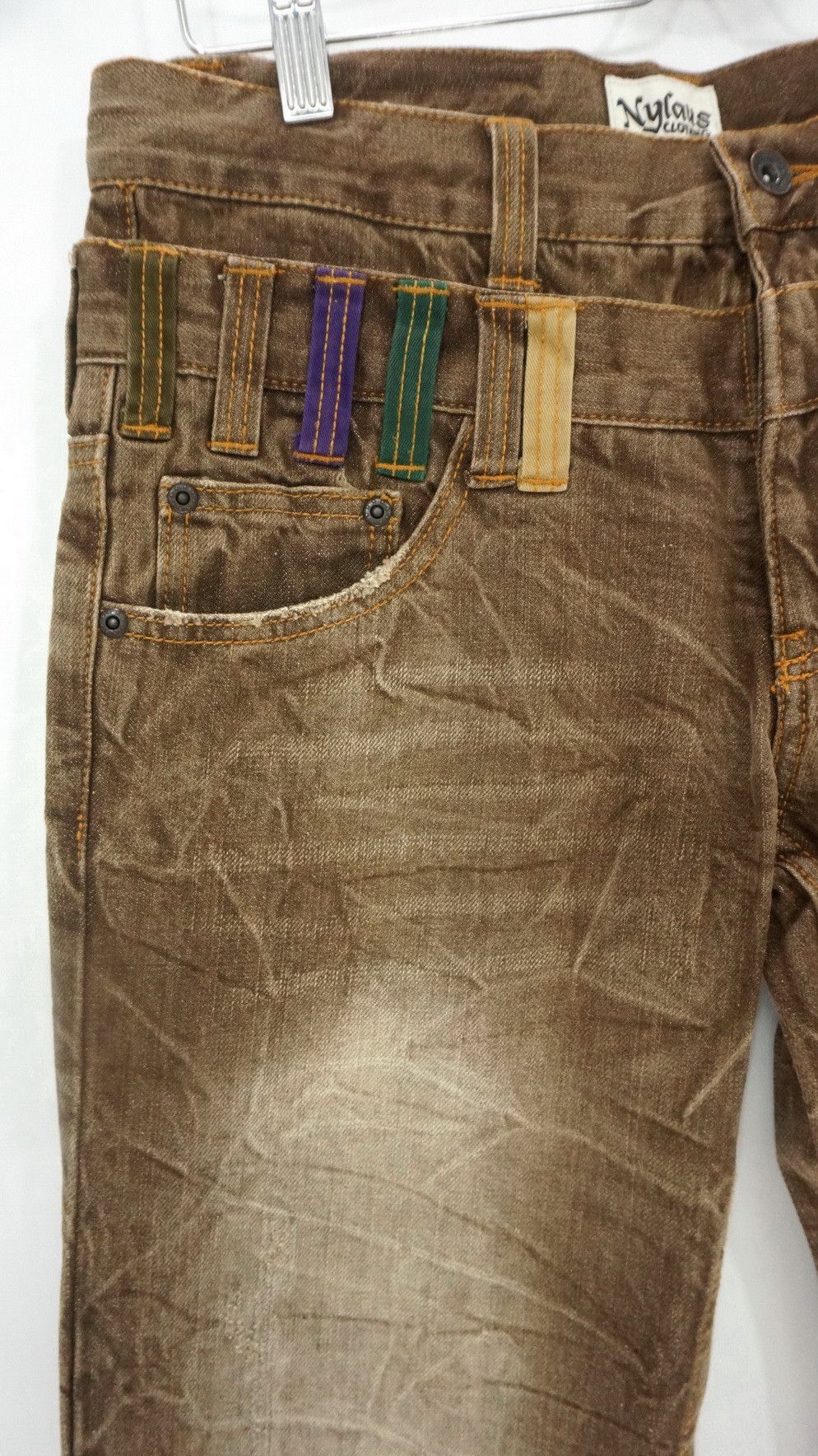 Japanese Brand NYLAUS Double Waist Brown Jeans Size US 29 - 6 Thumbnail