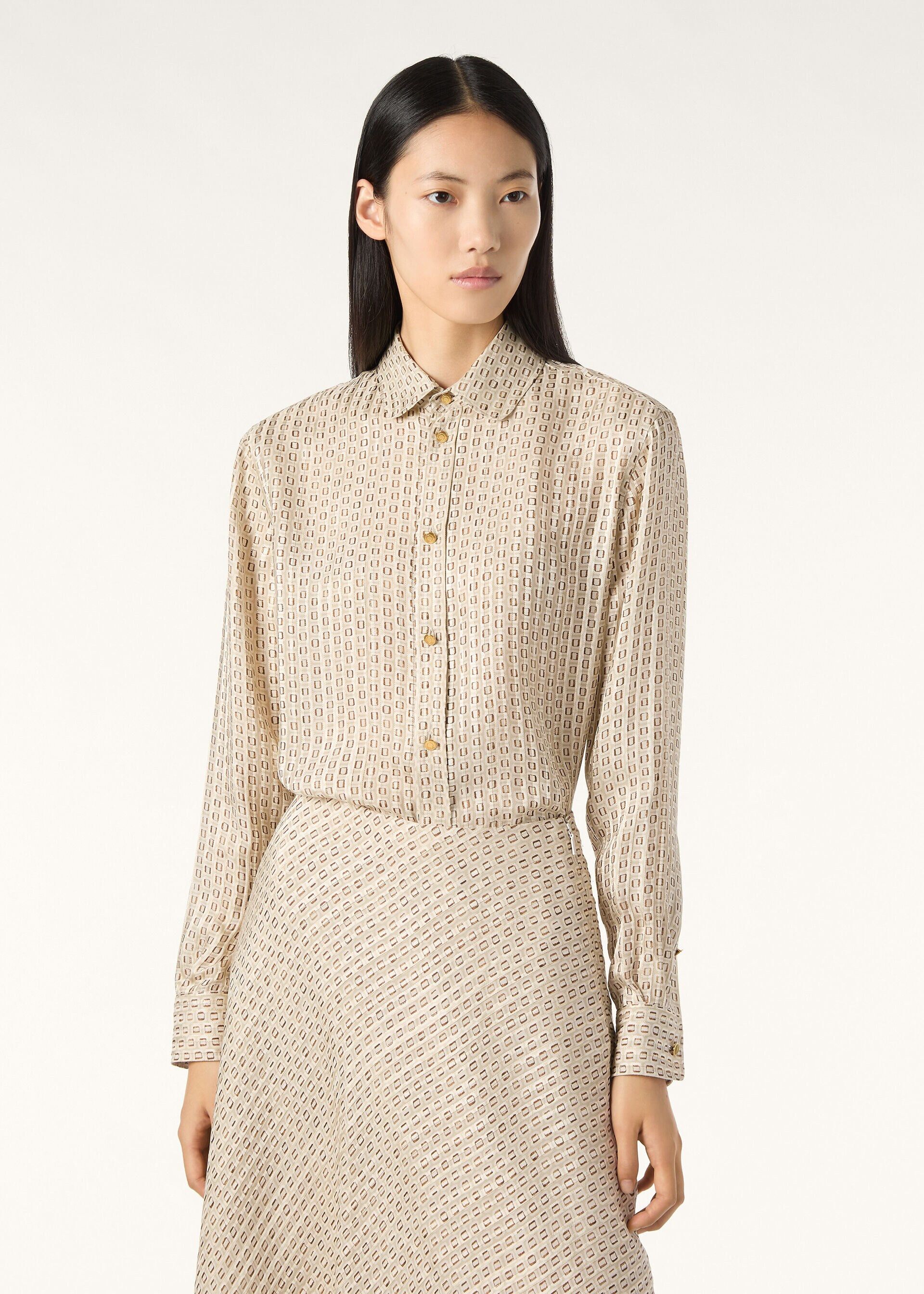 Loro Piana os11x0426 FAQ5896 Thea Shirt in Ivory/Brown Size S / US 4 / IT 40 - 4 Thumbnail