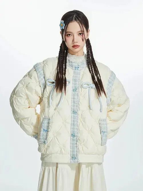 Japanese Brand × Vintage Fragrant Tweed Jacket Thick Autumn Down Jacket 2023 Winter Size ONE SIZE - 2 Thumbnail