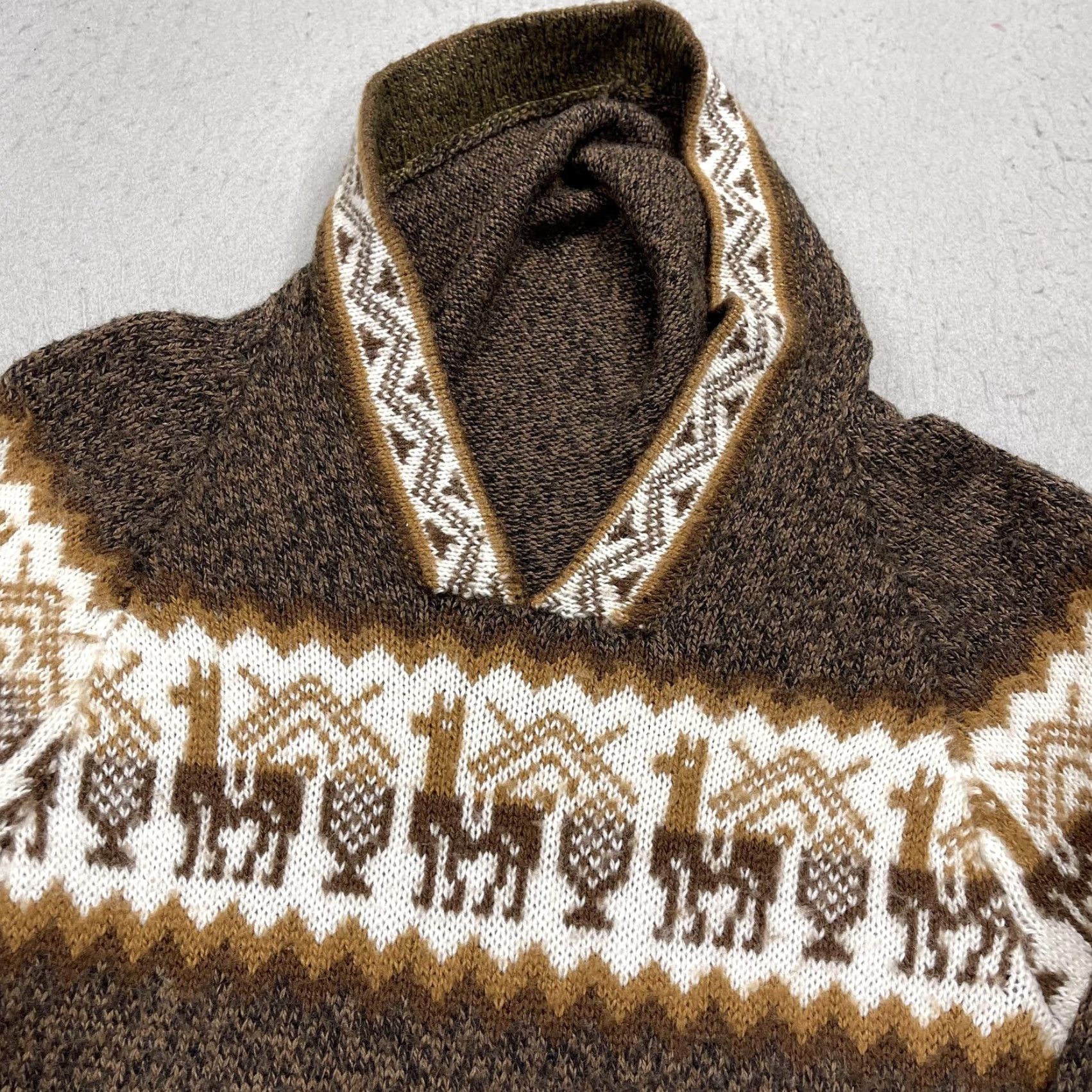 Vintage VINTAGE Grupo Brisanti SAC Sweater Womens S Brown Hooded Tunic Llama Fringe Peru Size S / US 4 / IT 40 - 3 Thumbnail