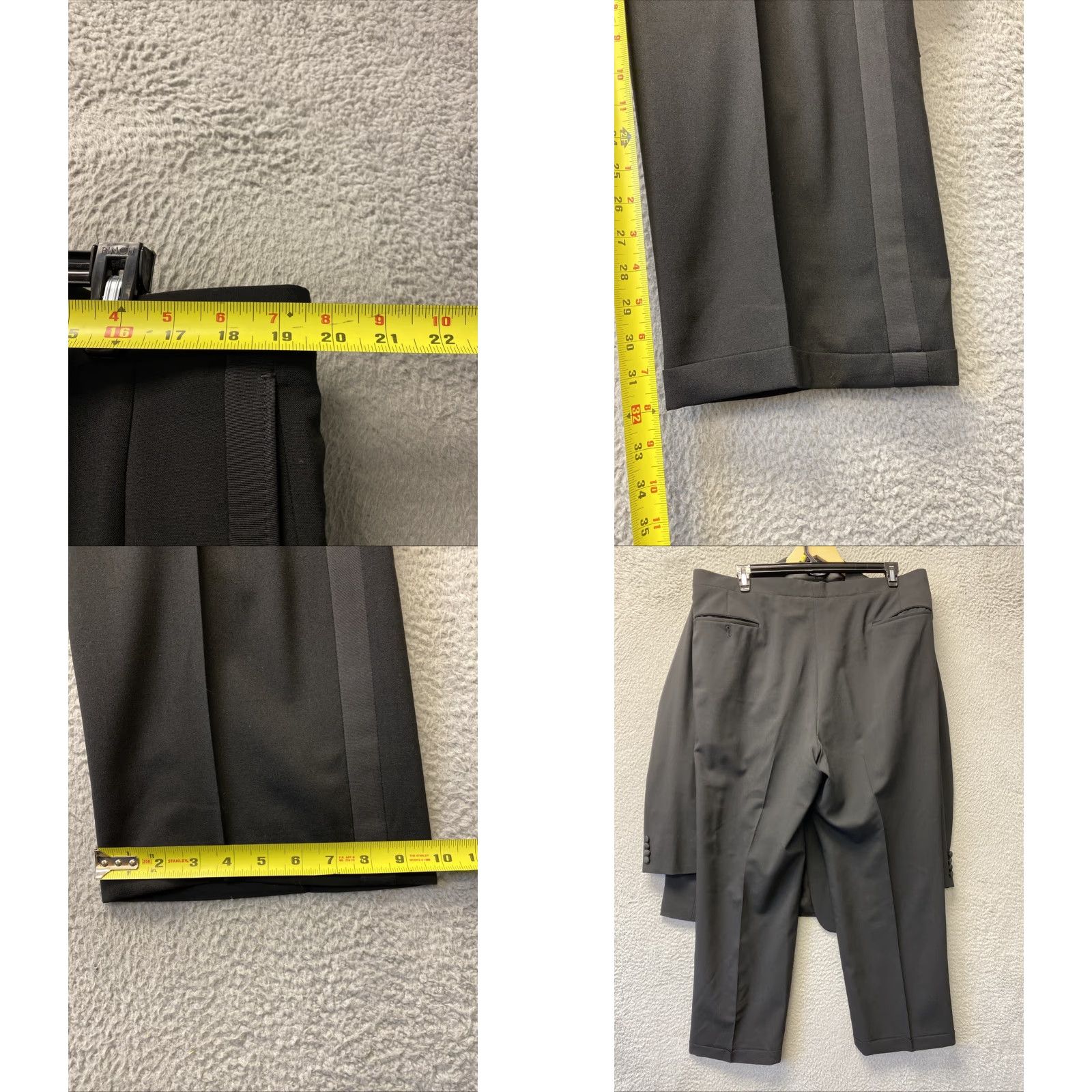 Gieves & Hawkes GRIEVES & HAWKES Tuxedo Men 43R Black 1-Button Single-Breasted Wool 2 Piece Suit | Long Jacket, Black Tuxedo for Business Wedding Casual Mens Size 40R - 11 Thumbnail