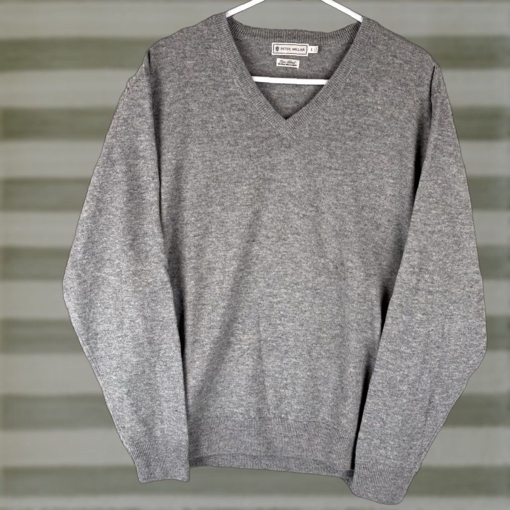 Peter Millar Peter Millar Sweater Large Gray V-Neck Cashmere Luxe Blend Pullover Golf Mens Size US L / EU 52-54 / 3 - 1 Thumbnail