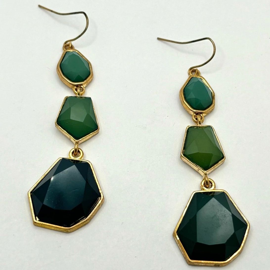Other Gold & Green Earrings Size ONE SIZE - 2 Thumbnail