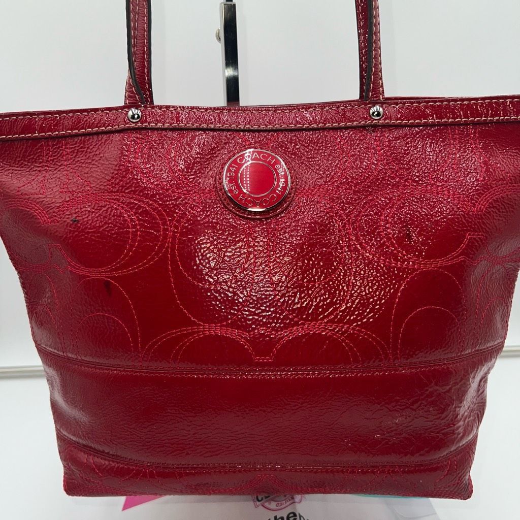 Coach Coach Vintage Red Patent Leather Signature Shoulder Bag (see photos and description) Size ONE SIZE - 1 Thumbnail