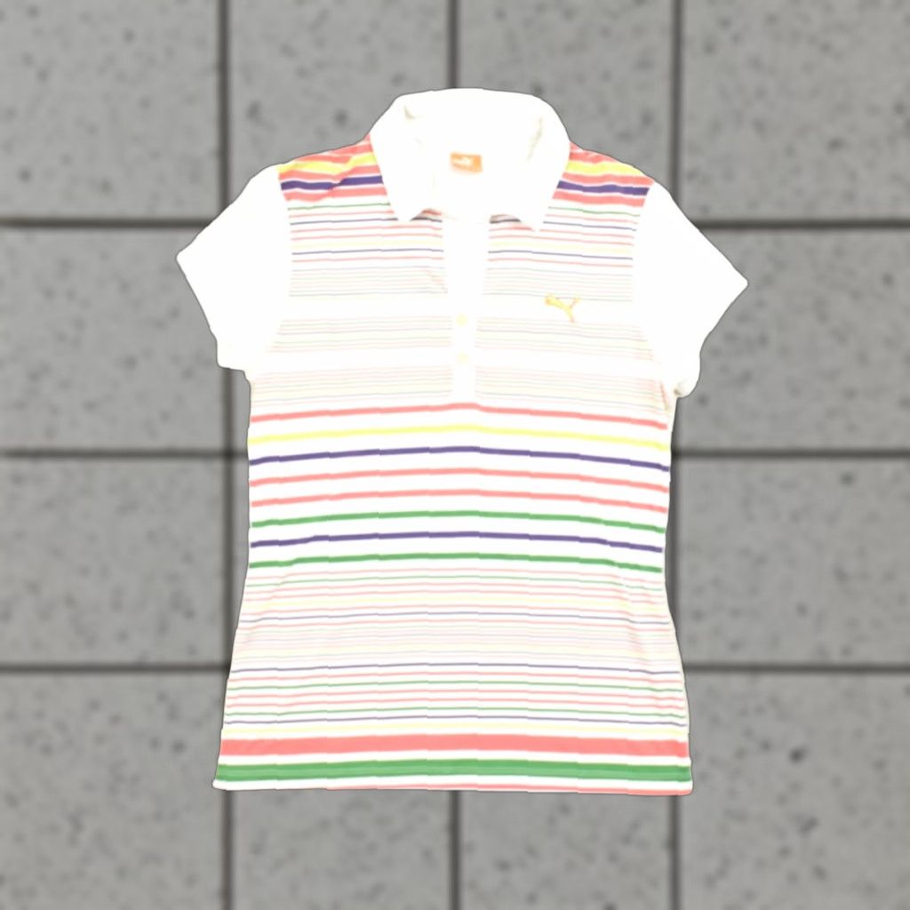 Puma PUMA Sportlifestyle Polo Shirt Womens S Multicolor Striped Short Sleeve Polo Casual Summer Spring - Womens Size S / US 4 / IT 40 - 1 Thumbnail