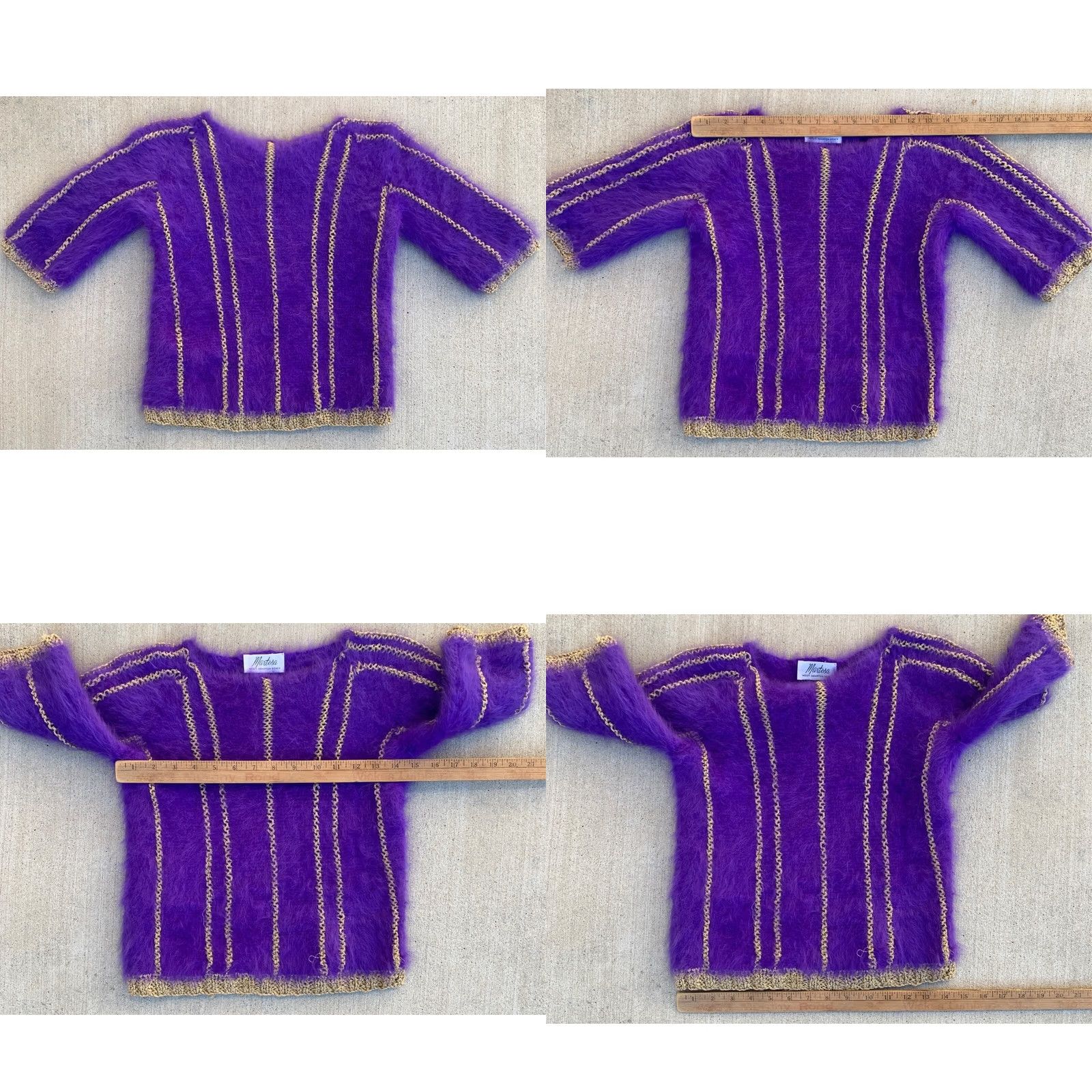 Vintage VINTAGE Martesa West Hampton Beach Purple Fuzzy Angora Gold Metallic Knit S Size S / US 4 / IT 40 - 10 Thumbnail