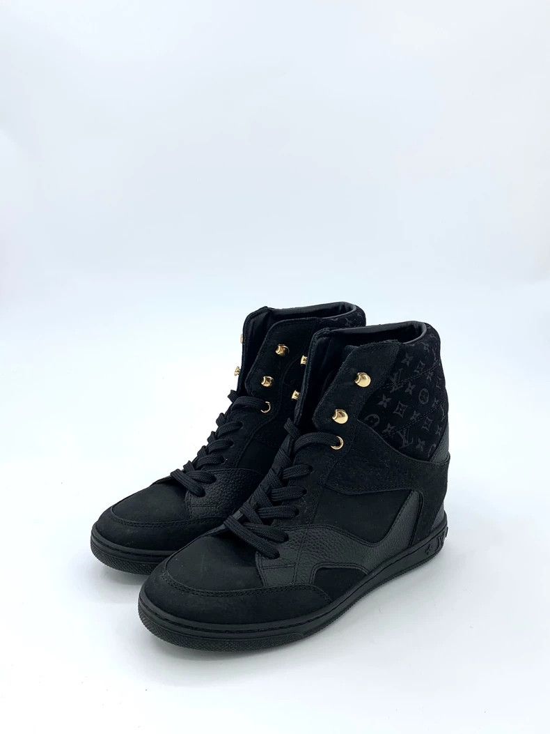 Louis Vuitton Louis Vuitton Black logo patchwork leather lace-up high-to Size US 5.5 / IT 35.5 - 1 Thumbnail