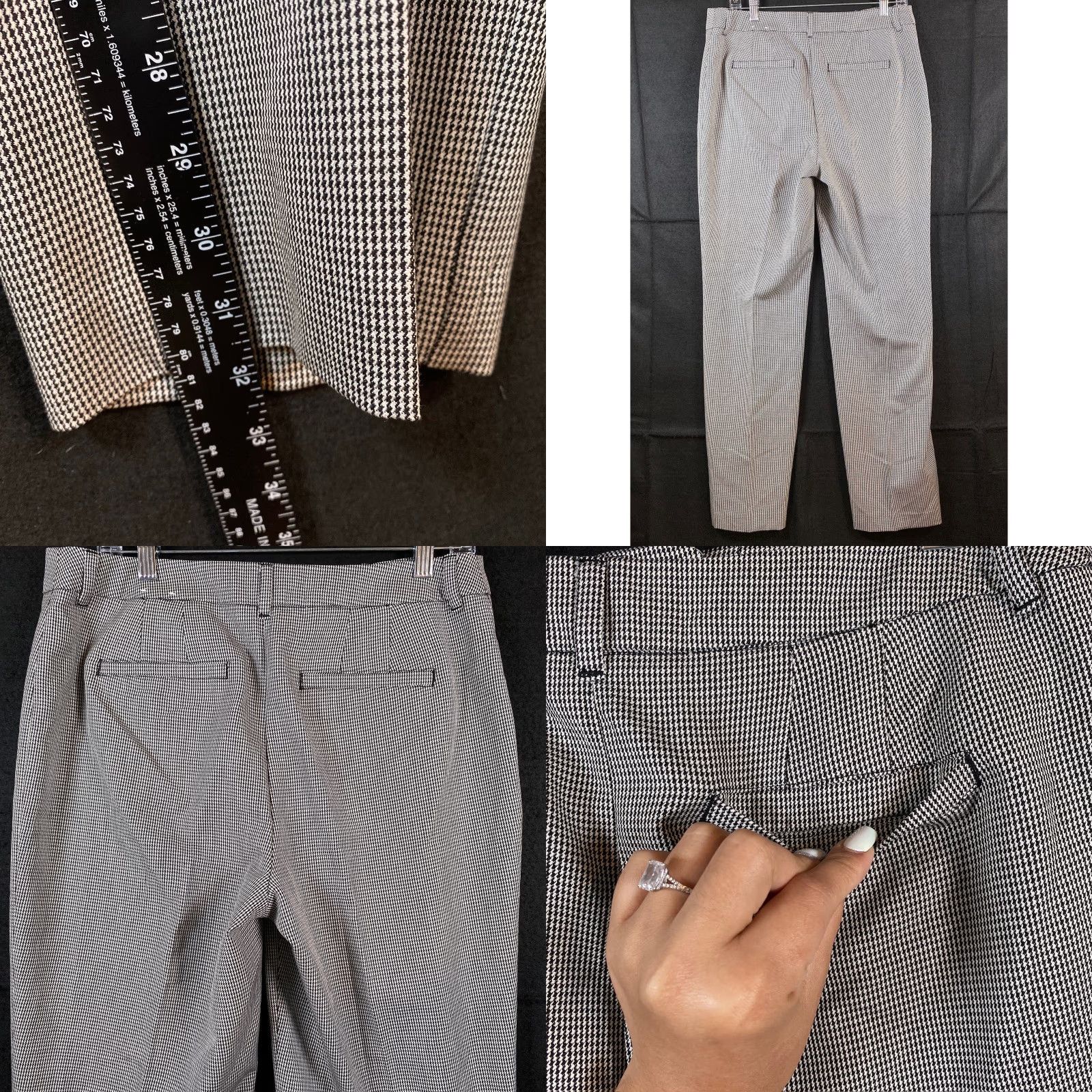 Vintage Chicos Pants Women's Black White Straight Workwear Career Business Stretch 34 in waist 32 in inseam M Regular Twill Dress Pants Size 24" / US 00 / IT 34 - 8 Thumbnail