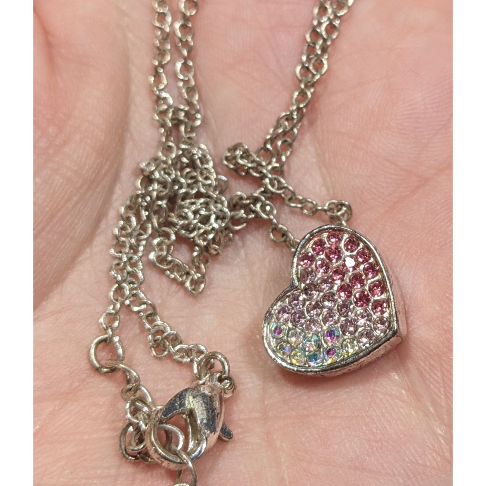 Other Coquette Heart Pendant Necklace With Pink And White Rhinesto Size ONE SIZE - 5 Thumbnail