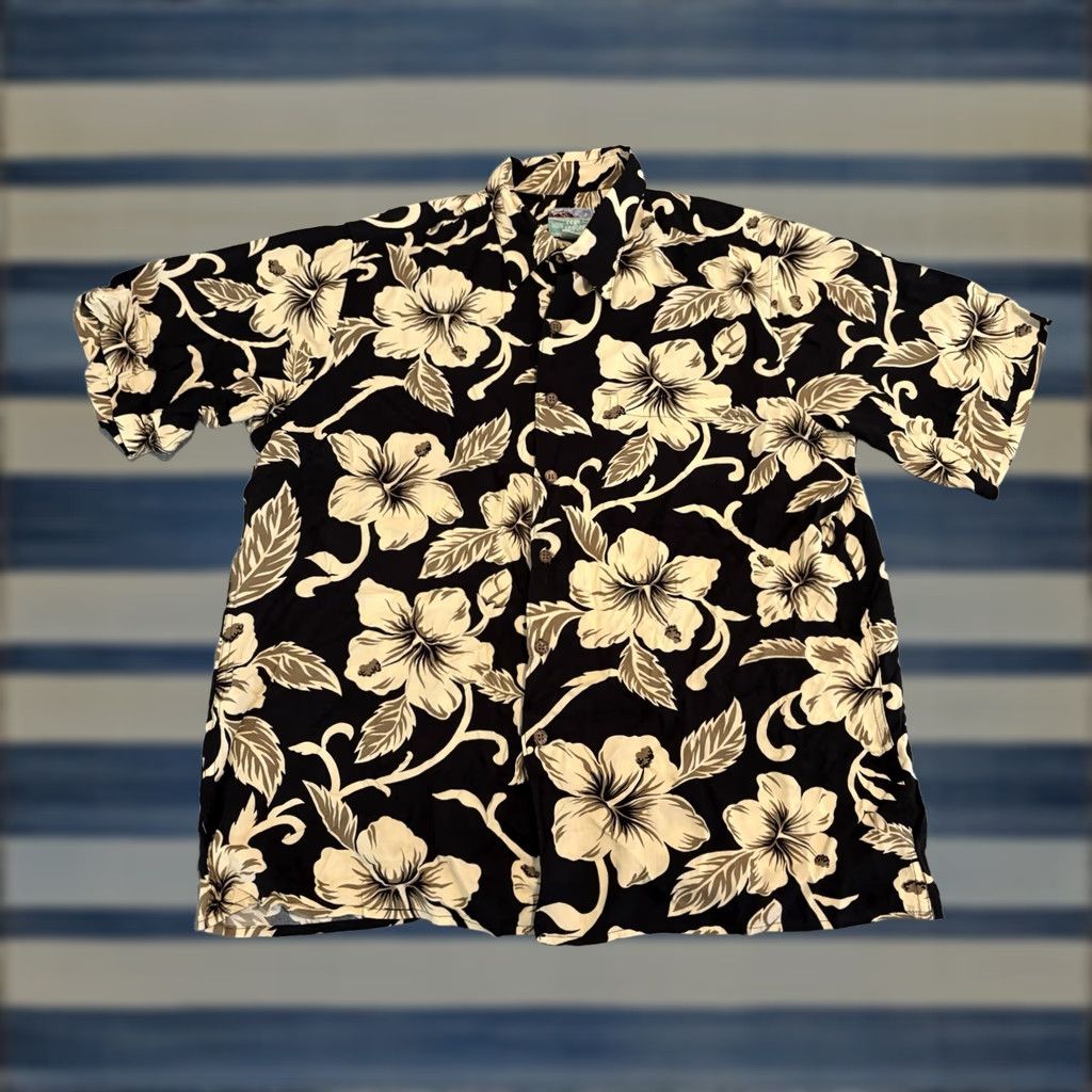 Reyn Spooner REYN SPOONER Black Beige Floral Short Sleeve Hawaiian Shirt Rayon Mens L Size US L / EU 52-54 / 3 - 1 Thumbnail